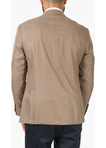 Sacouri CORNELIANI Two-Buttoned Leader Soft Blazer With Hopsack Pattern Beige Barbati (BM 8472069) 2