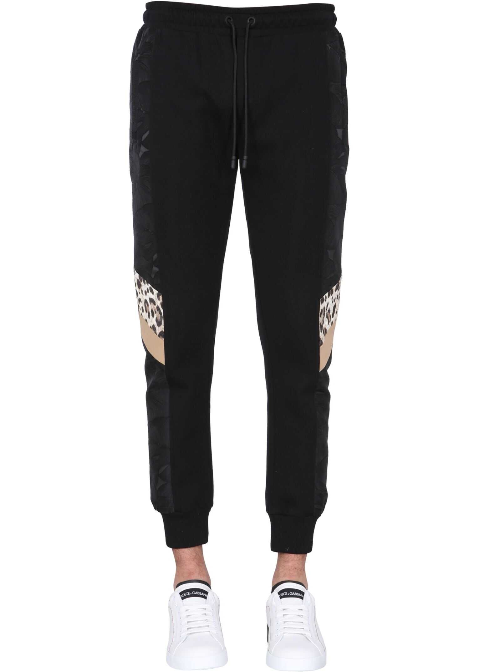 Dolce & Gabbana Mix Of Fabrics Jogging Pants GWJRAZ_G7YRXHY13M BLACK