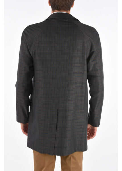 Paltoane CORNELIANI Shephards Check Hidden Closure Balmacaan Coat Gray Barbati (BM 8472642) 2