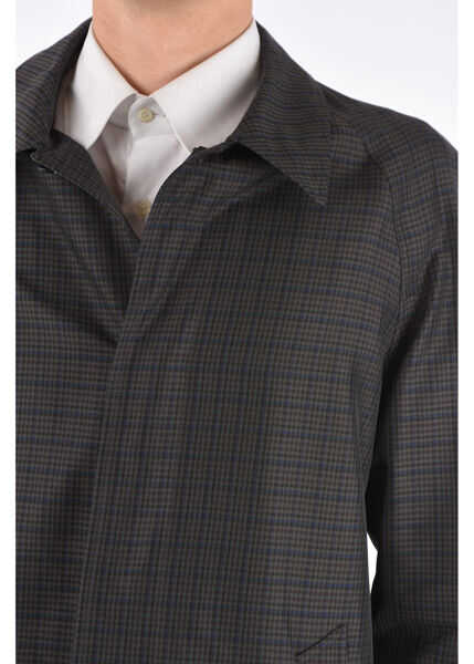 Paltoane CORNELIANI Shephards Check Hidden Closure Balmacaan Coat Gray Barbati (BM 8472642) 3
