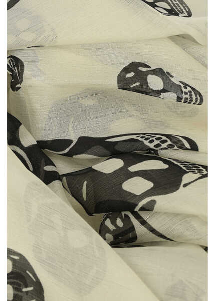 Esarfe Alexander McQueen Silk Skulls Printed Foulard White Barbati (BM 8473842) 2