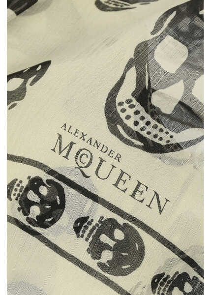 Esarfe Alexander McQueen Silk Skulls Printed Foulard White Barbati (BM 8473842) 3