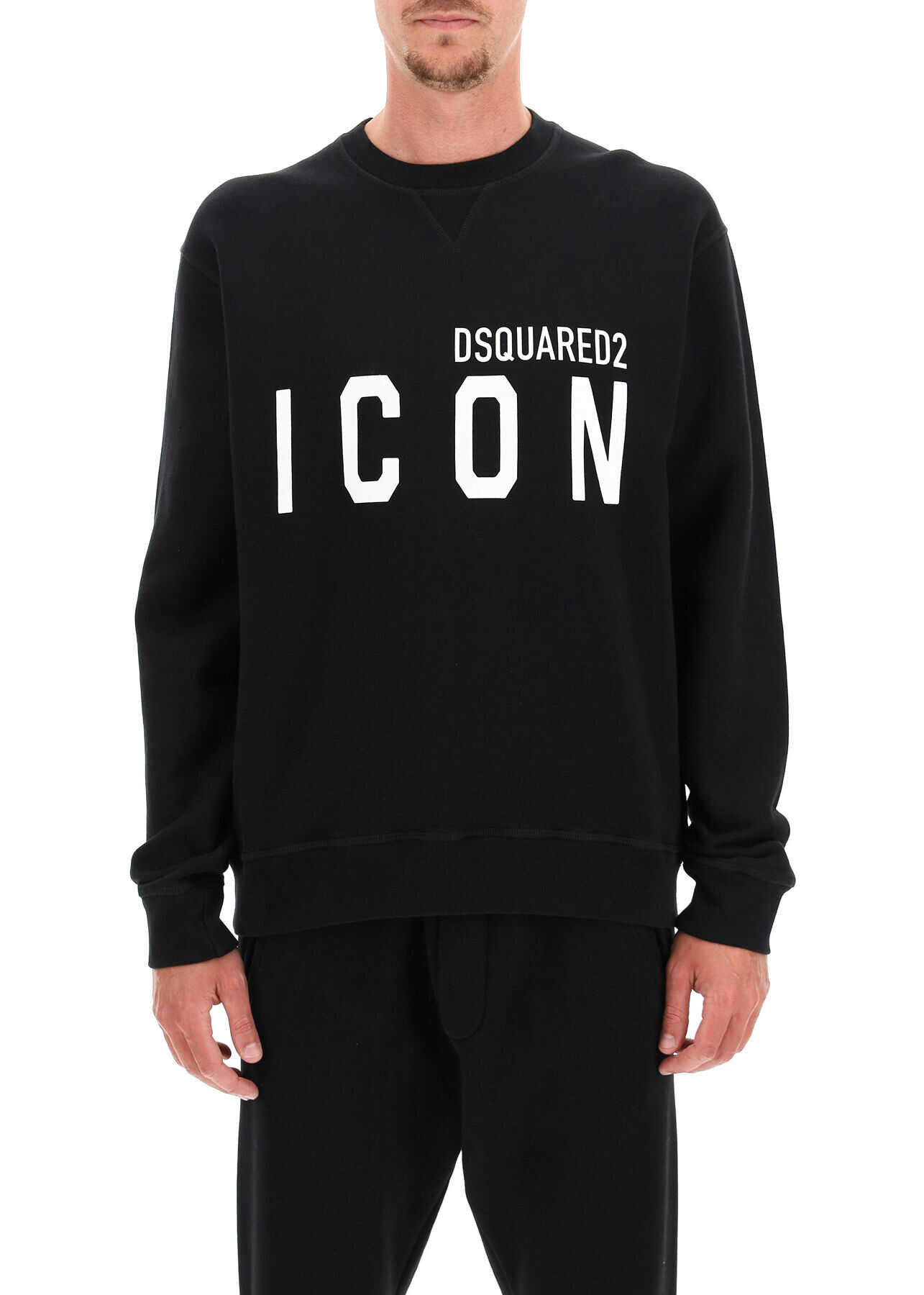 DSQUARED2 Icon Crewneck Sweatshirt S79GU0004 S25042 BLACK WHITE