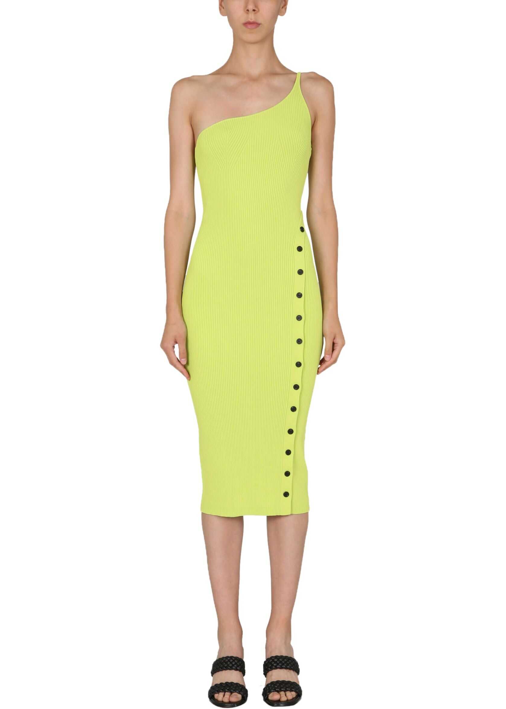 Self-Portrait One Shoulder Dress PF21013_NEONLIME GREEN