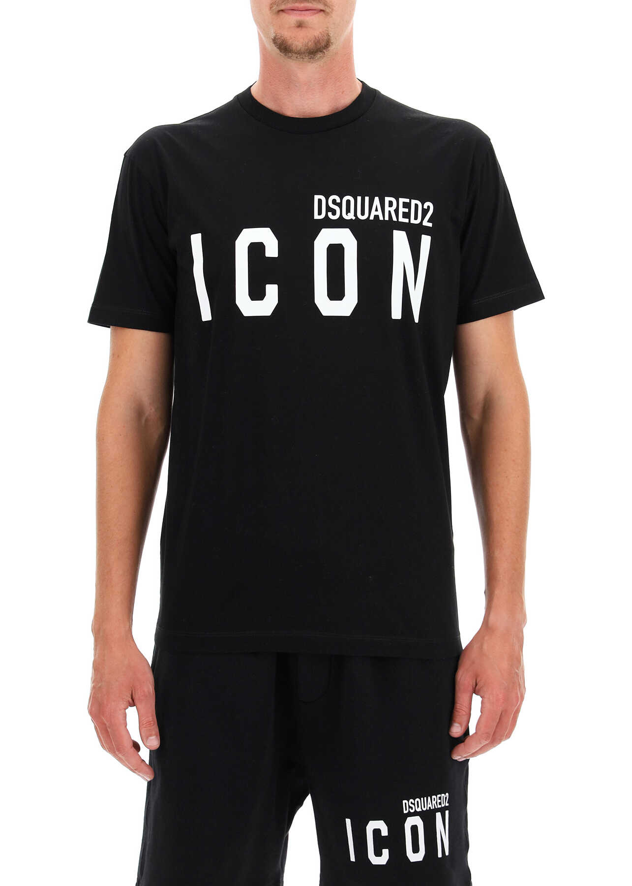 DSQUARED2 Icon Print T-Shirt S79GC0003 S23009 BLACK WHITE