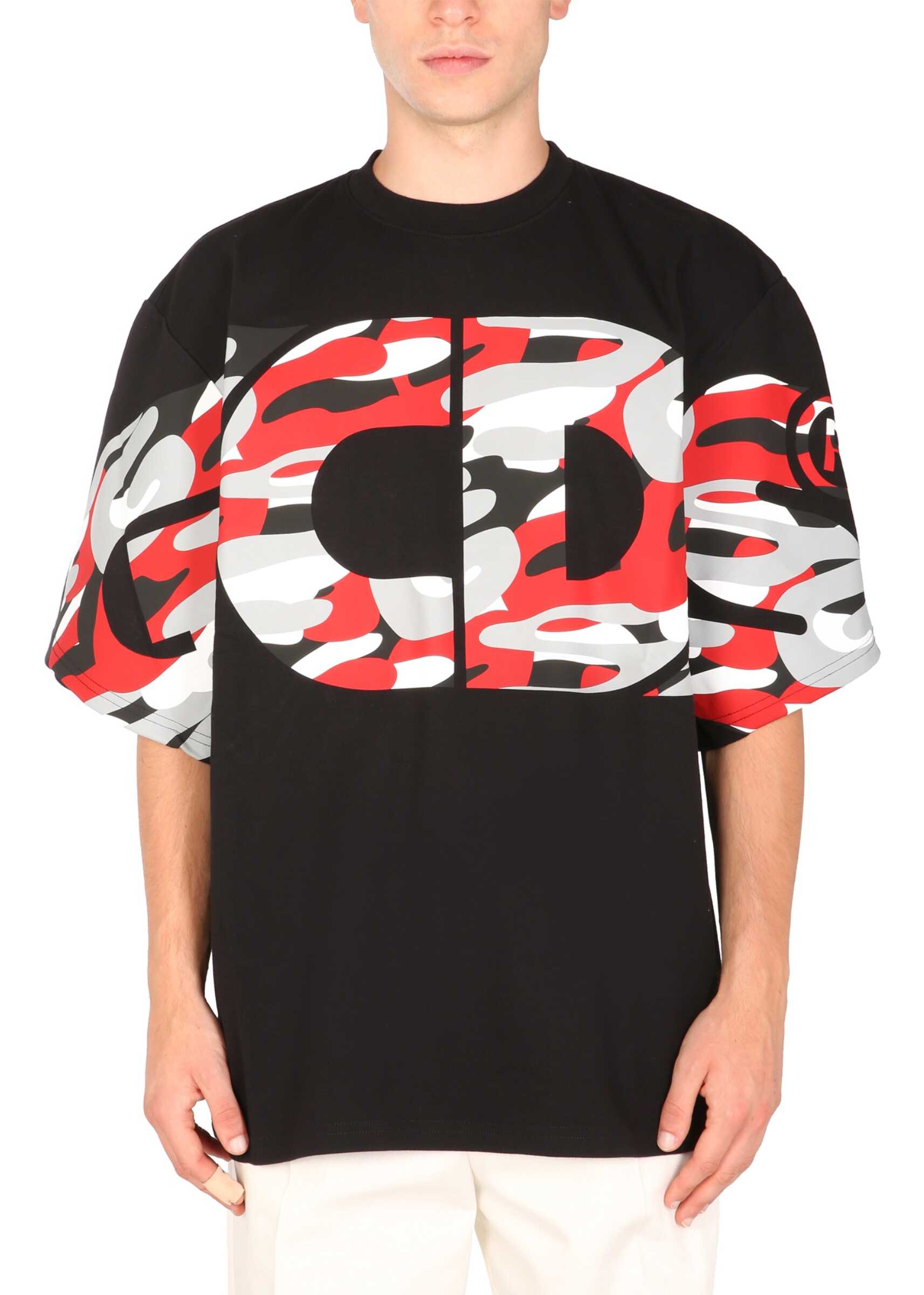 GCDS Camouflage Logo Print T-Shirt CC94M021506_02 BLACK