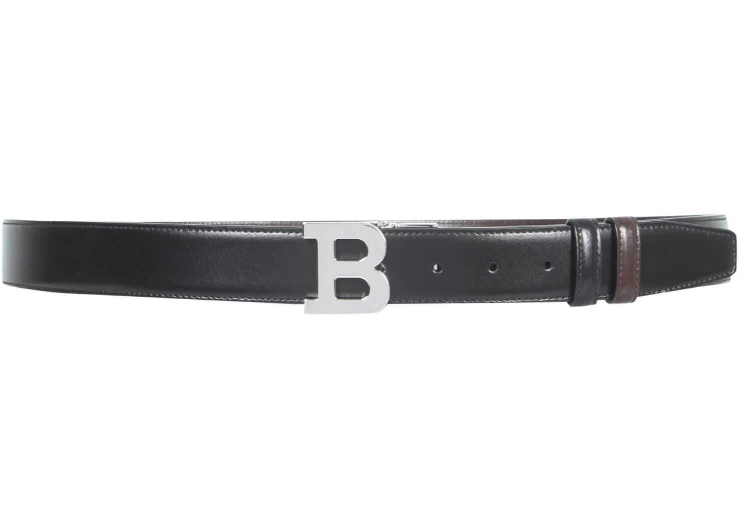 Bally Belt With B Buckle BBUCKLE35M.T_20BLACK/BONE BLACK