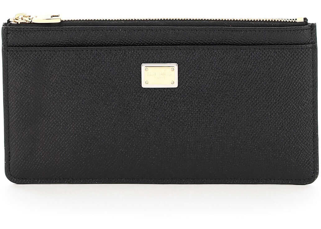 Dolce & Gabbana Card Holder Pouch In Dauphine Calfskin BI1265 A1001 NERO