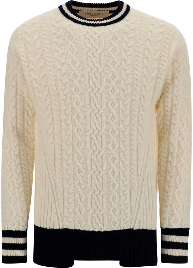 Golden Goose Devon Sweater GMP00980P000225 NATURAL WHITE/BLUE