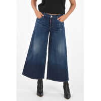 Blugi drepti Denim Washed-Out Page Culotte Pants Femei