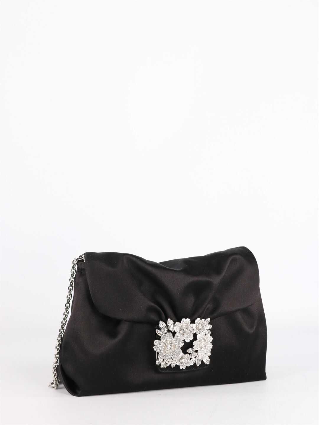 Roger Vivier Mini Drapé Bag In Satin RBWANVC0100 RS0 Black