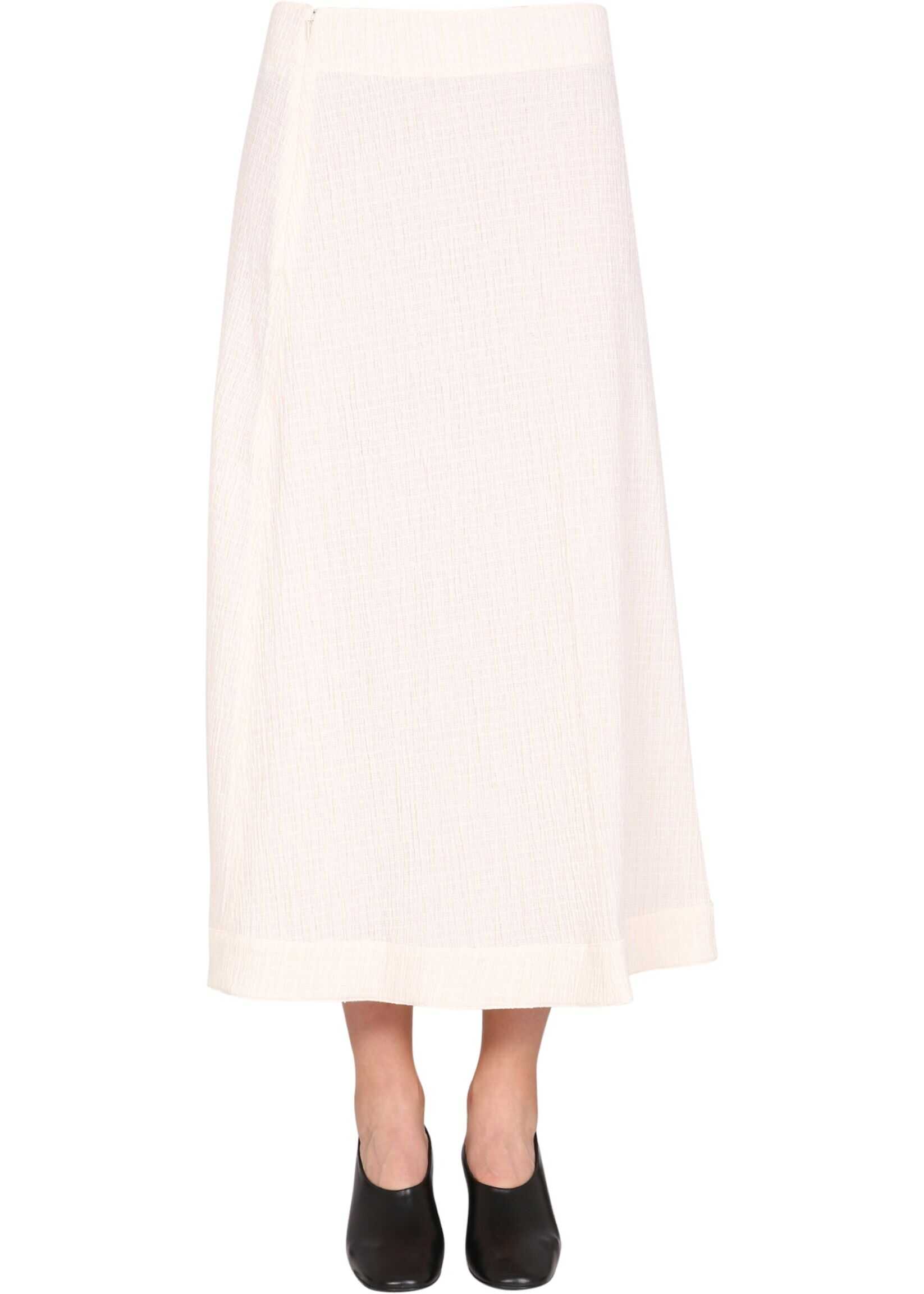 Jil Sander Flared Midi Skirt JSCT727047_WT457008106 WHITE