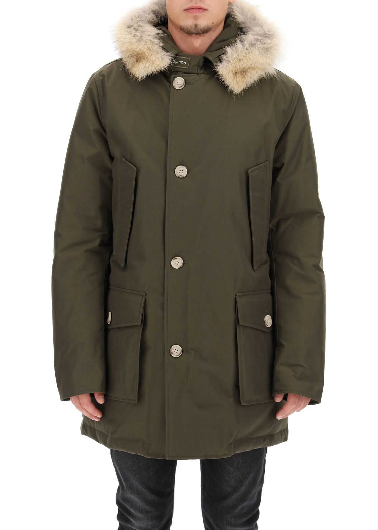 Woolrich Artic Df Parka With Coyote Fur CFWOOU0482 MRUT0001 DARK GREEN