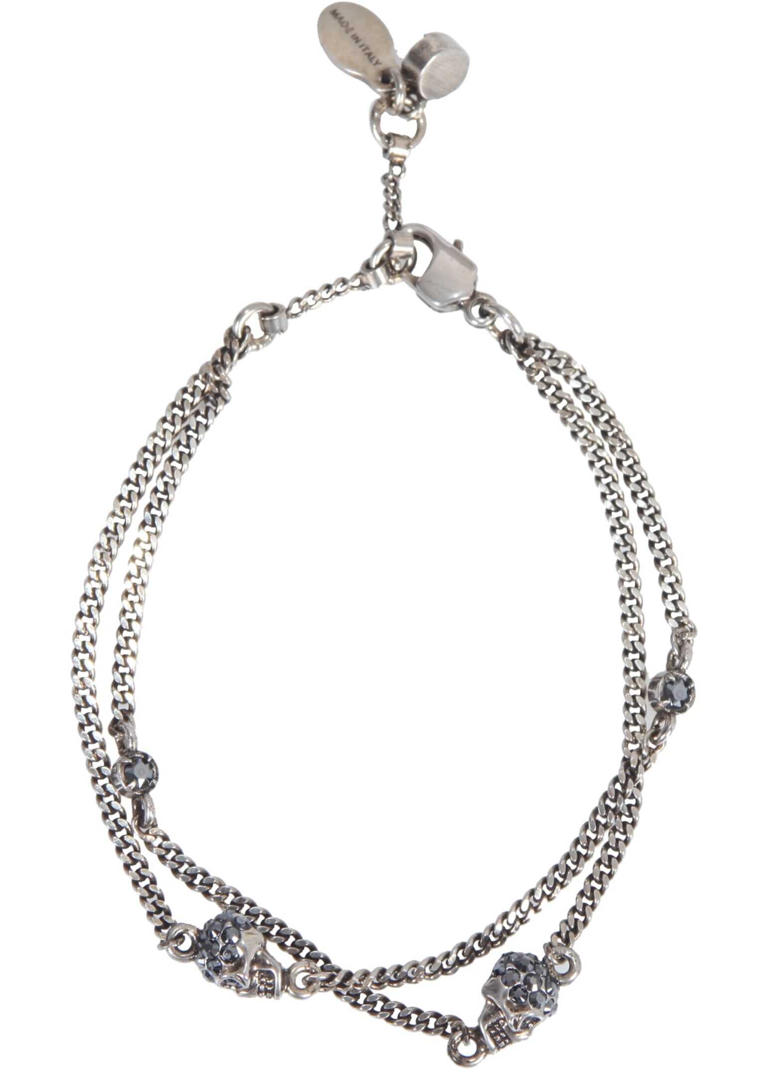 Alexander McQueen Double Chain Skull Bracelet 553655_J160Y1177 SILVER