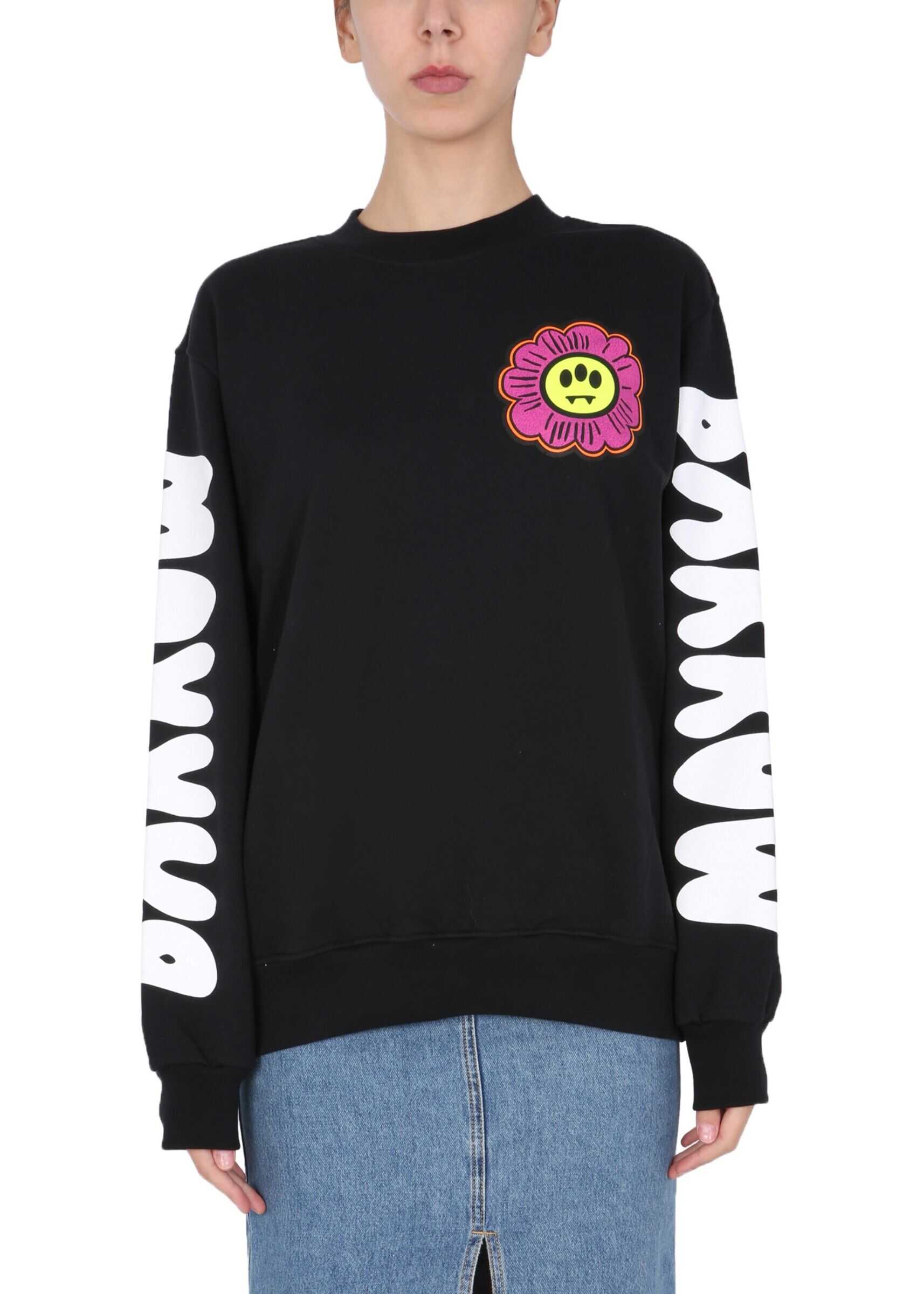 BARROW Crew Neck Printed Sweatshirt 029132_110 BLACK