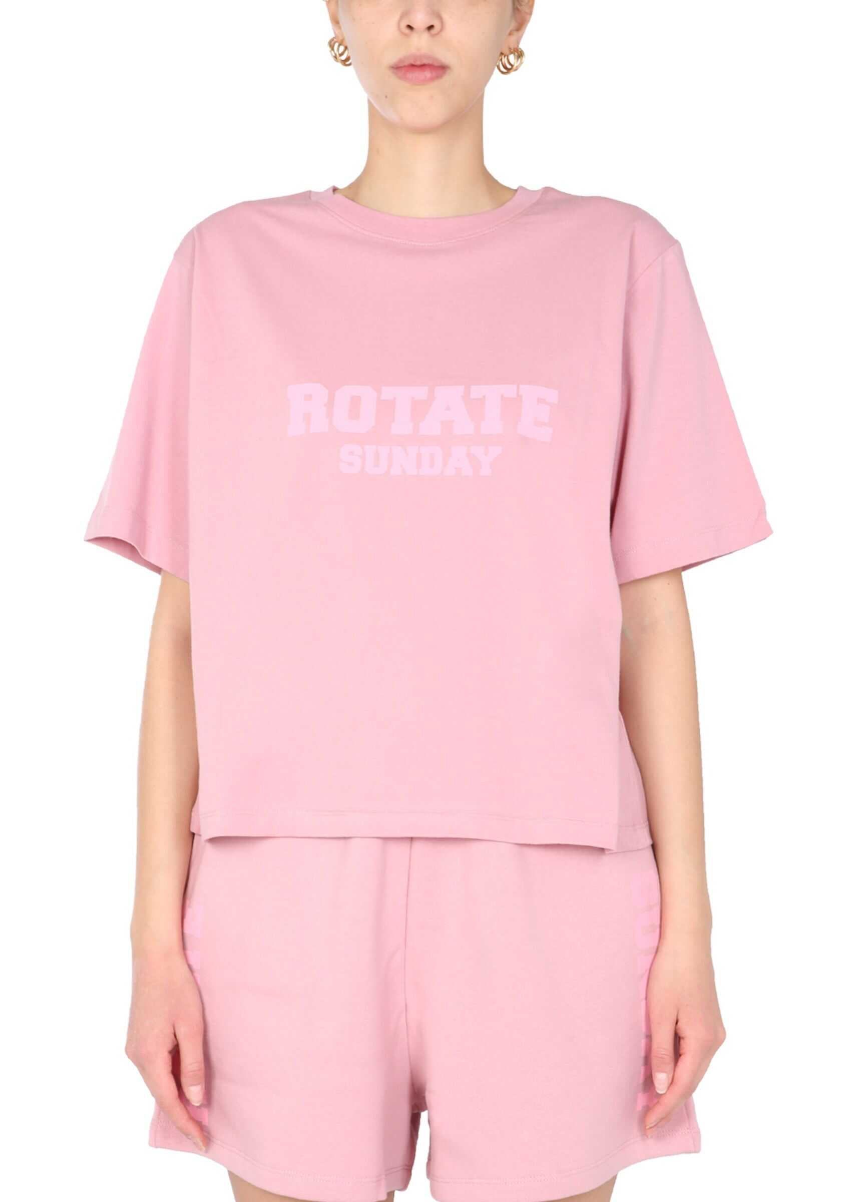 ROTATE Birger Christensen Crew Neck T-Shirt RT455_16-1708 PINK