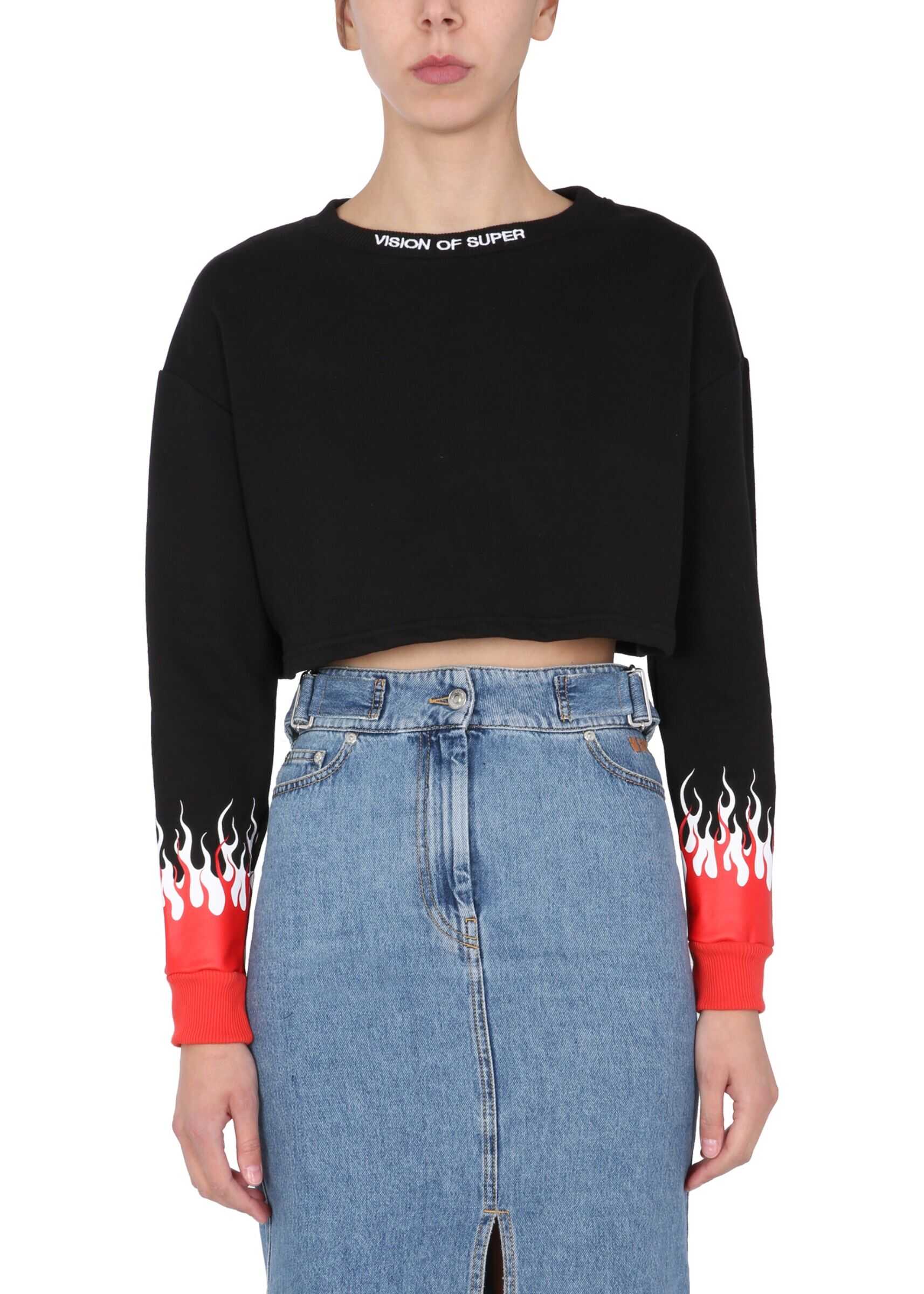 Vision of Super Cropped Sweatshirt VOS/B12DOUBLE_BLACK BLACK