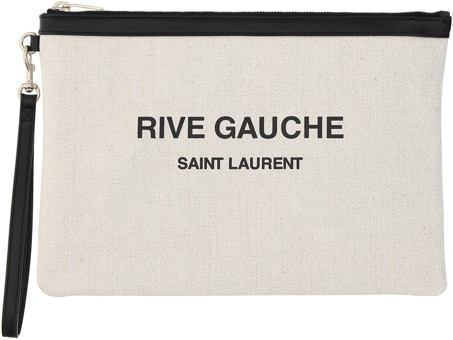 Saint Laurent Rive Gauche Pouch 5657229J58E LINO BIANCO/NERO