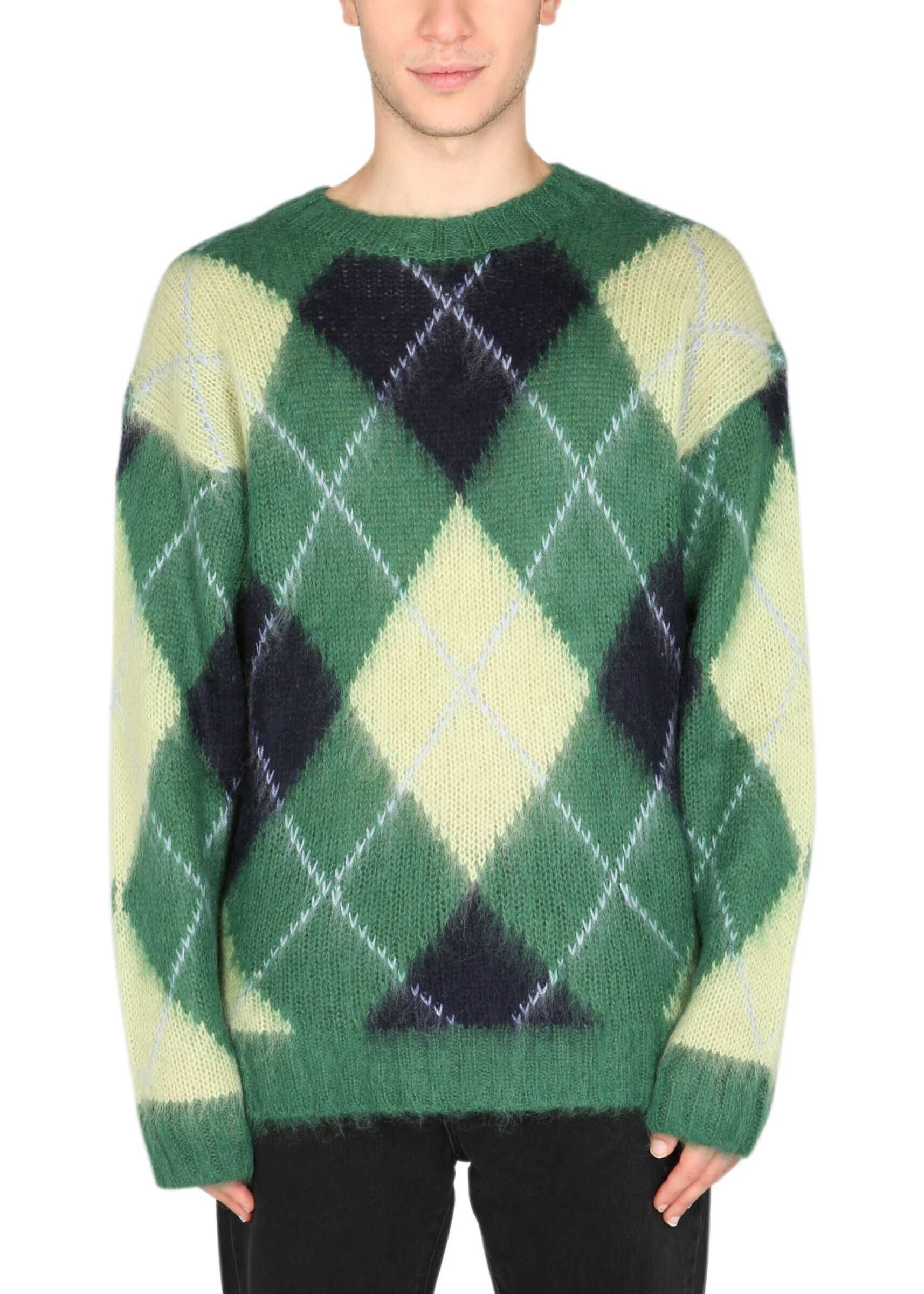 Kenzo "Argyle" Mohair Sweater FB65PU610_3CC47 GREEN