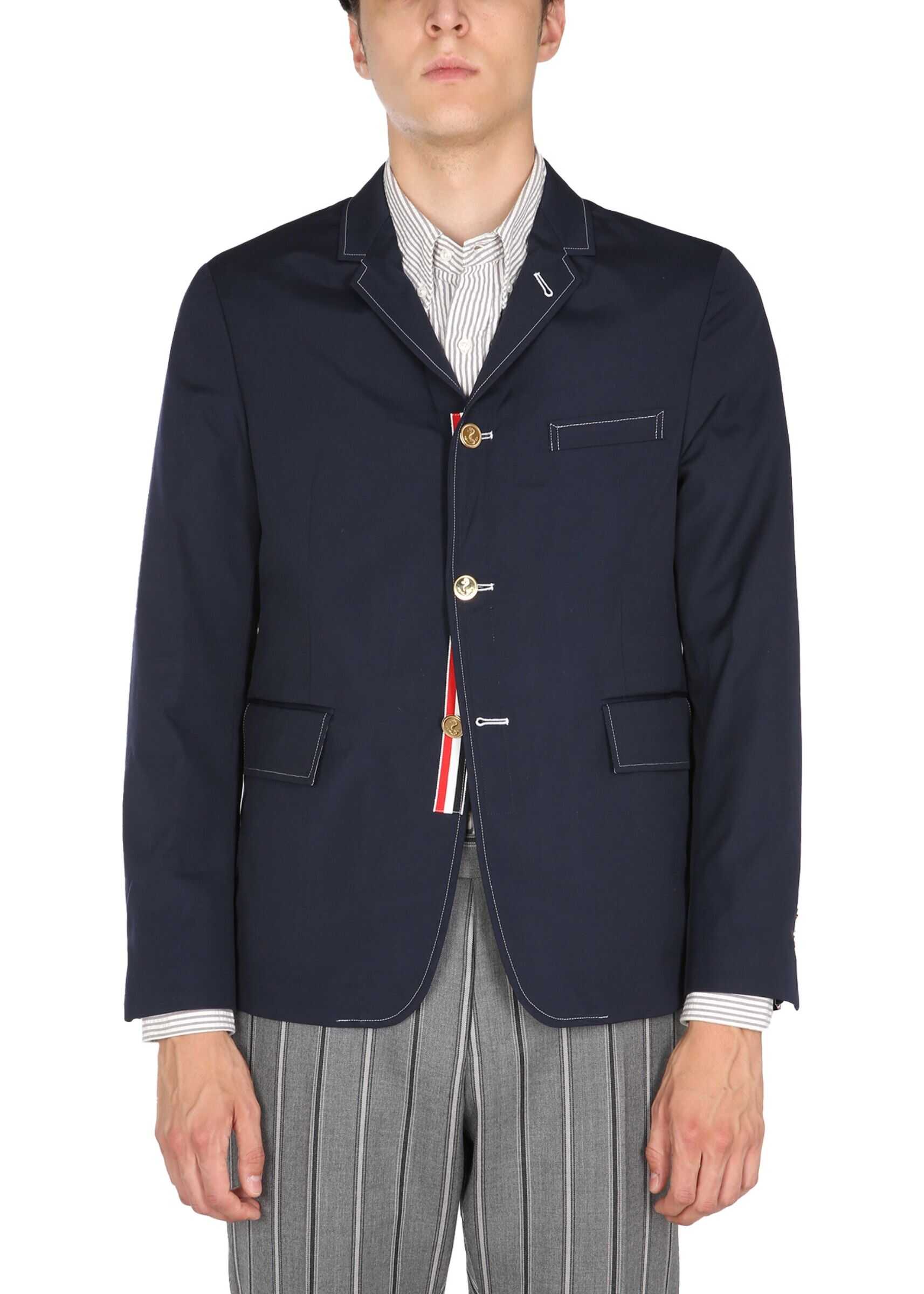 Thom Browne Single-Breasted Jacket MJU426E_04502415 BLUE