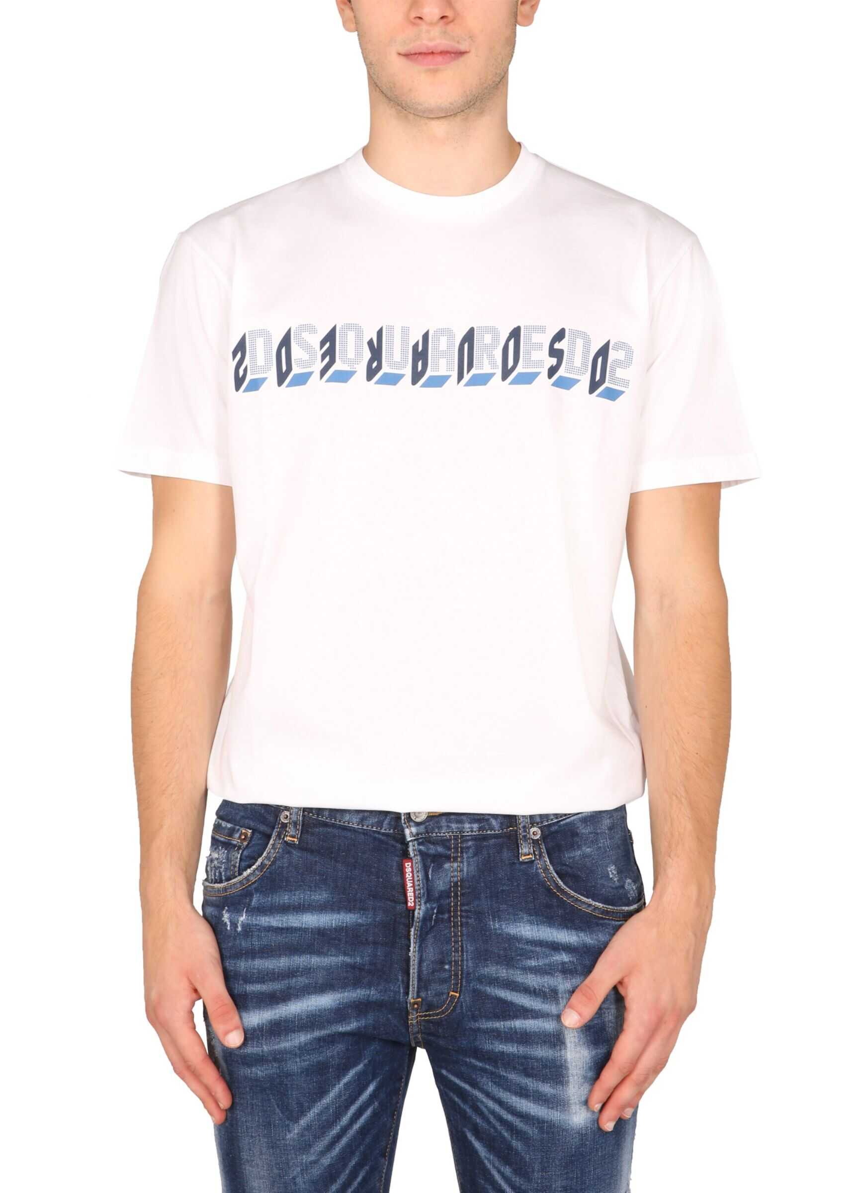 DSQUARED2 T-Shirt With Mirror Logo S74GD0861_23009100 WHITE