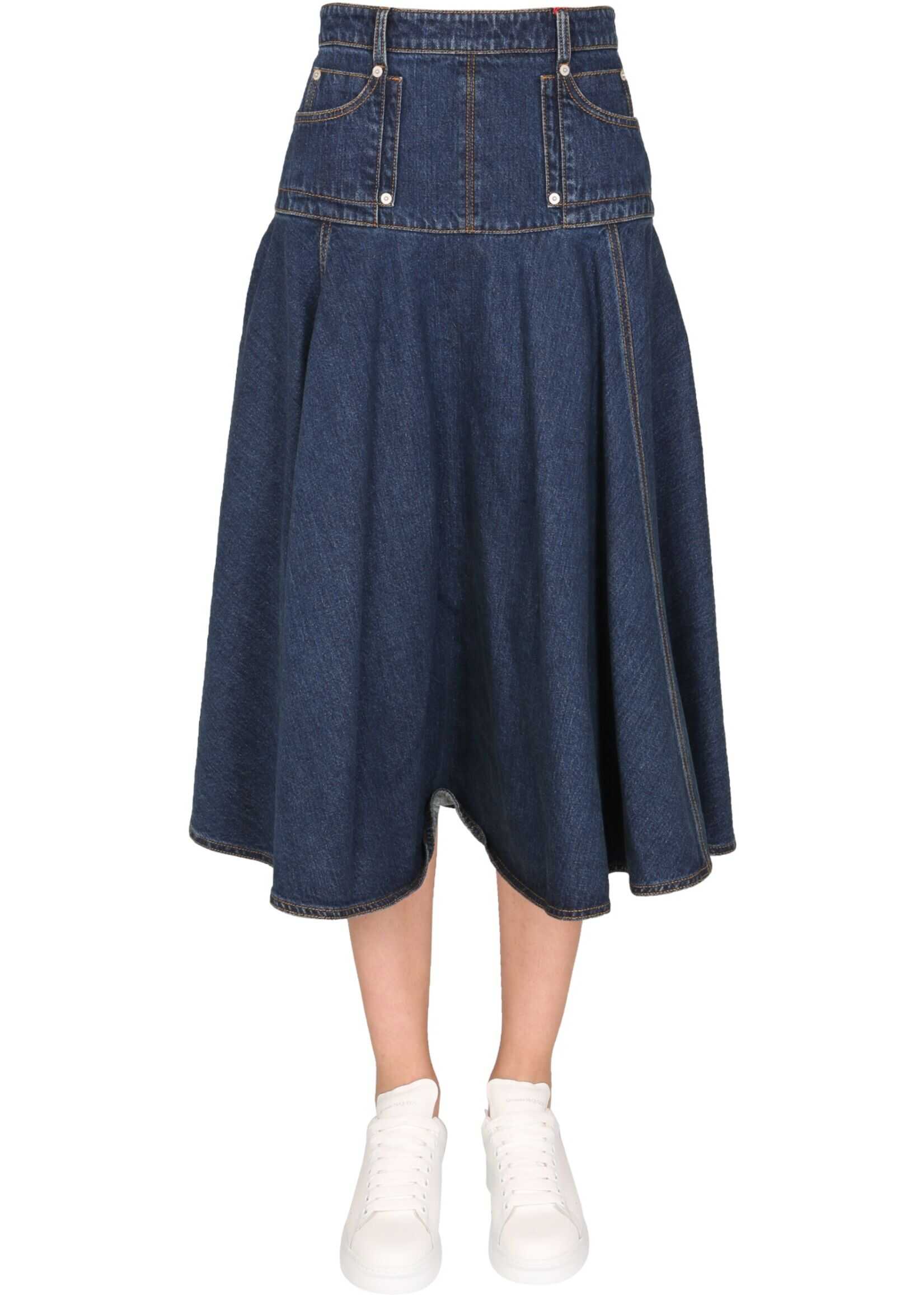 Alexander McQueen Flared Skirt 663491_QMABD4098 BLUE