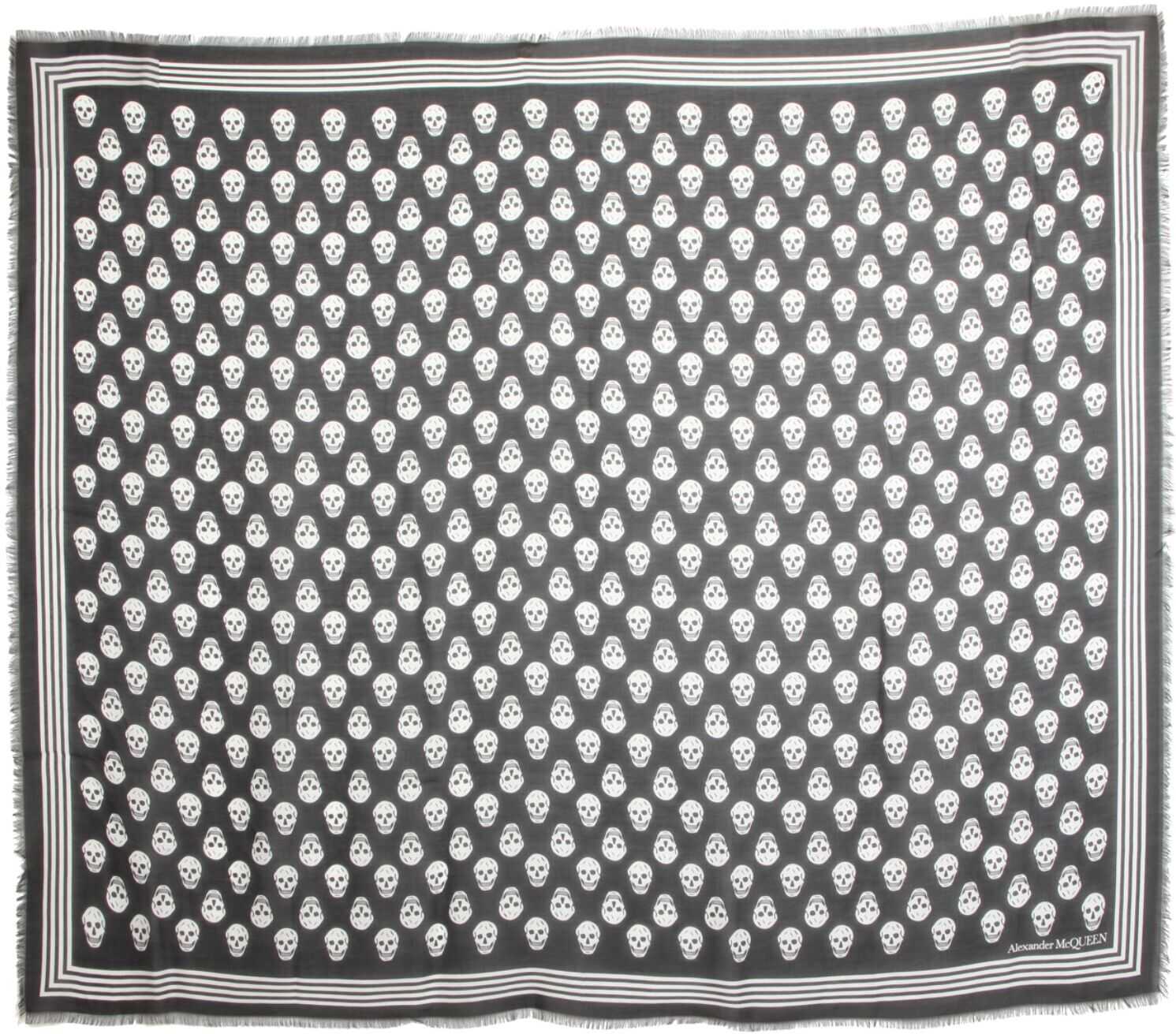 Alexander McQueen Scarf With Biker Skull Print 590934_3418Q1078 BLACK