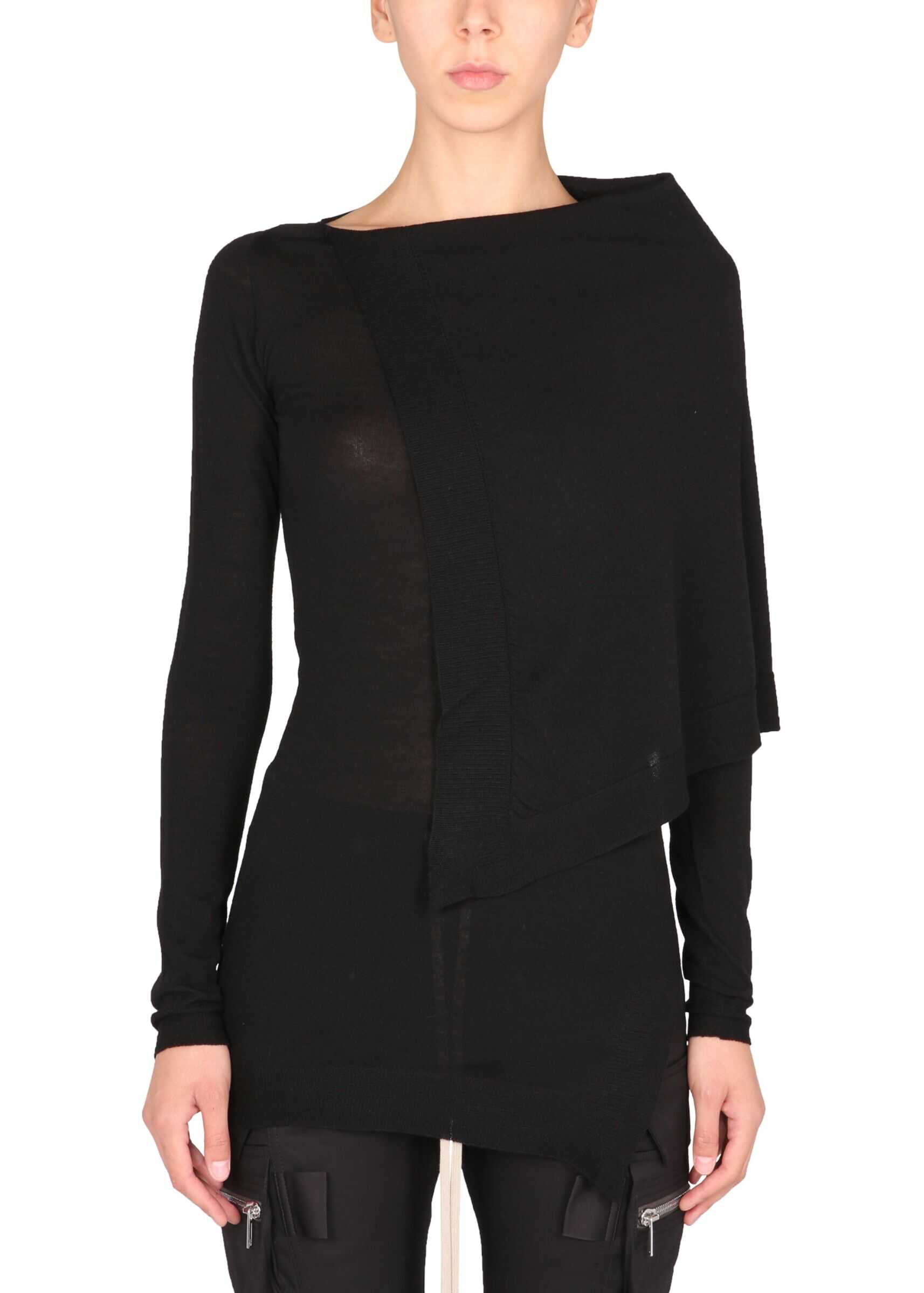 Rick Owens Asymmetric Sweater RP02A7634_M09 BLACK