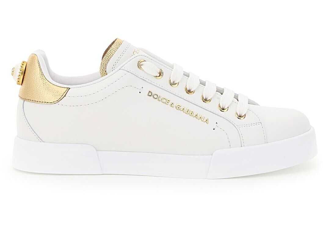 Dolce & Gabbana Portofino Sneakers With Pearl* BIANCO ORO