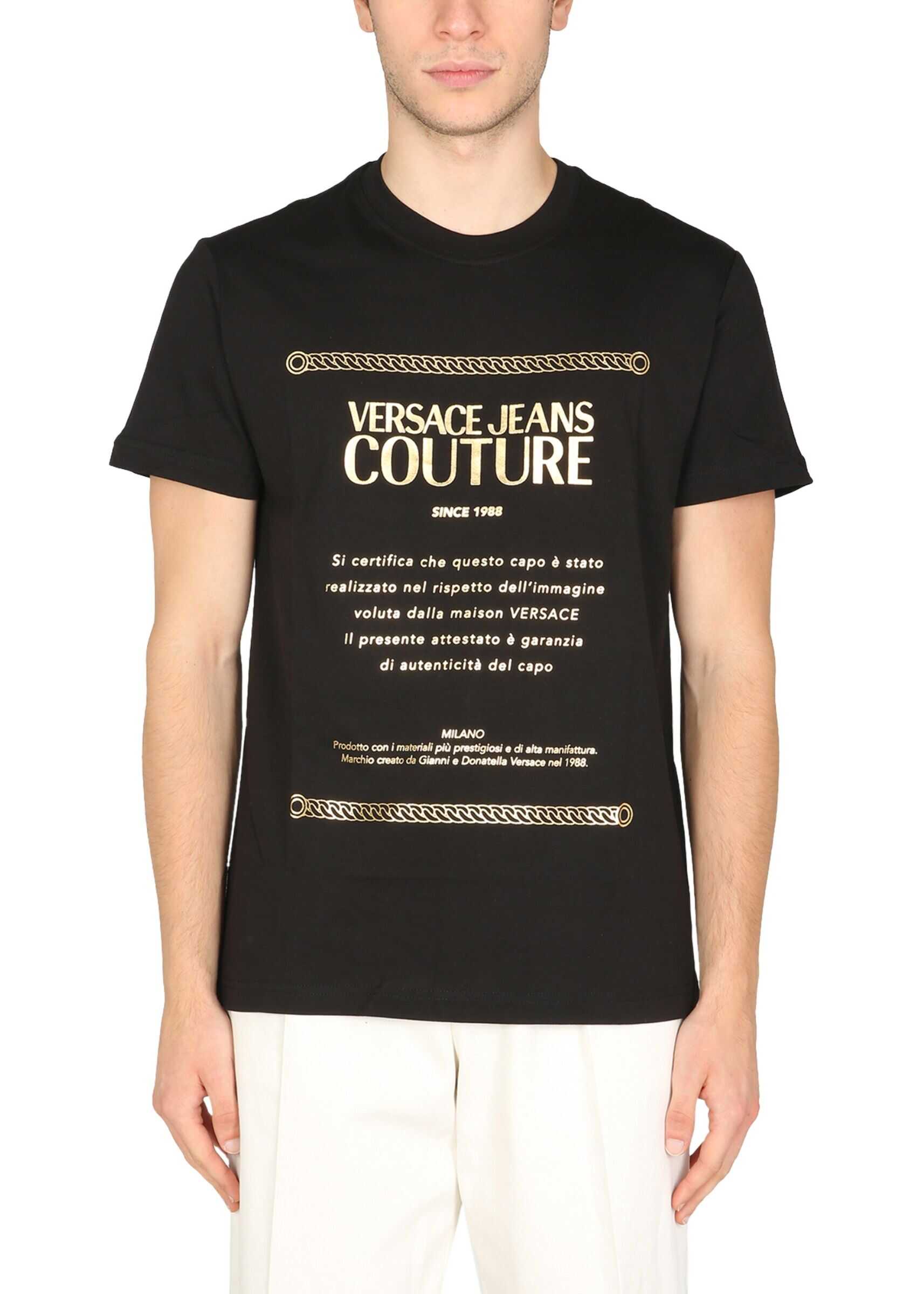 Versace Jeans Couture T-Shirt With Logo Print 71GAHT01_CJ00TG89 BLACK