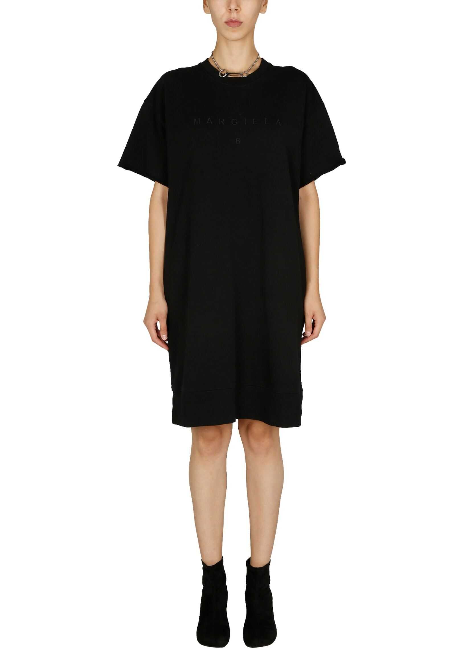 MM6 Maison Margiela Dress With Embroidered Logo S52CT0650_S25337900 BLACK