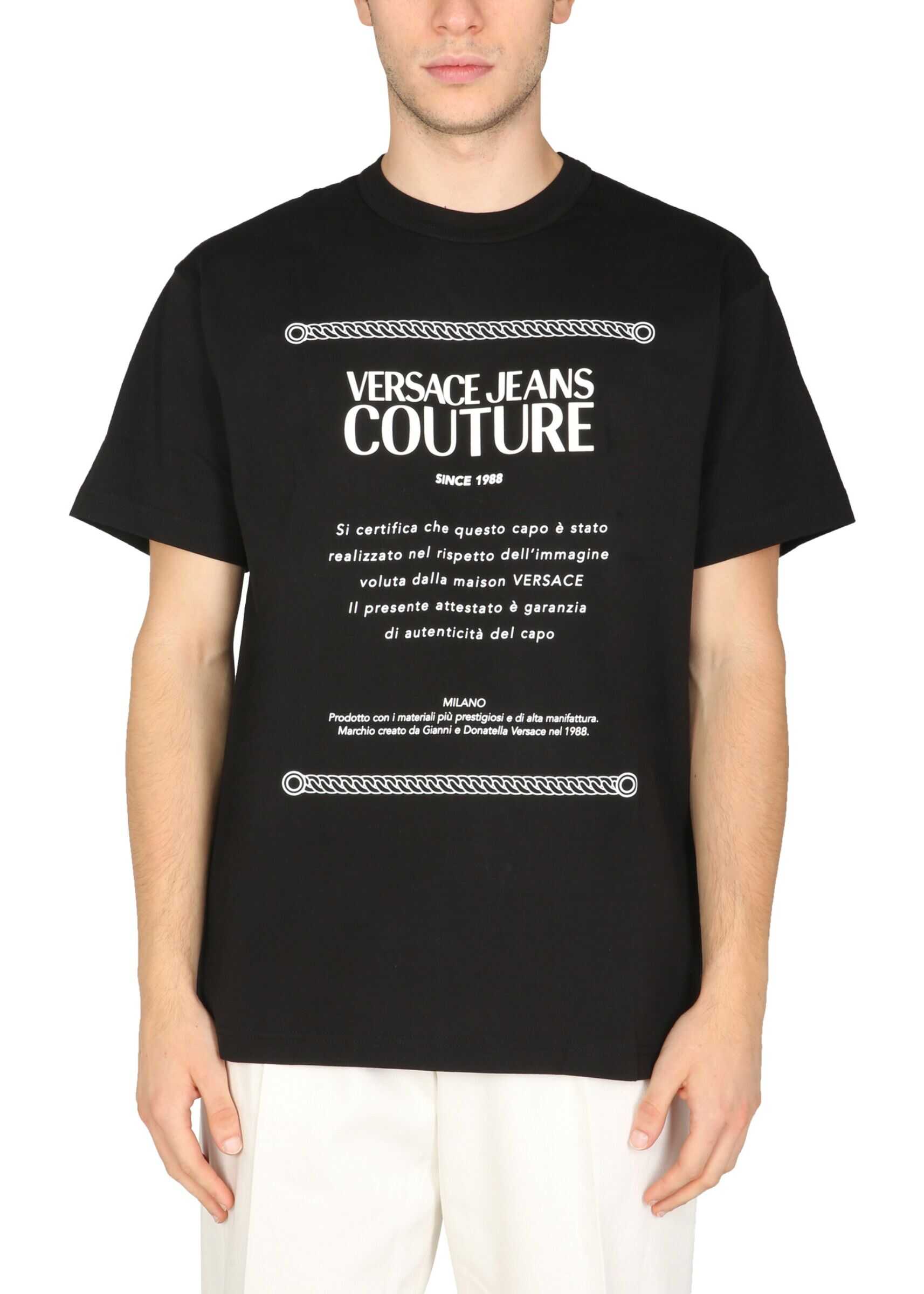 Versace Jeans Couture T-Shirt With Logo Print 71GAHT02_CJ00T899 BLACK