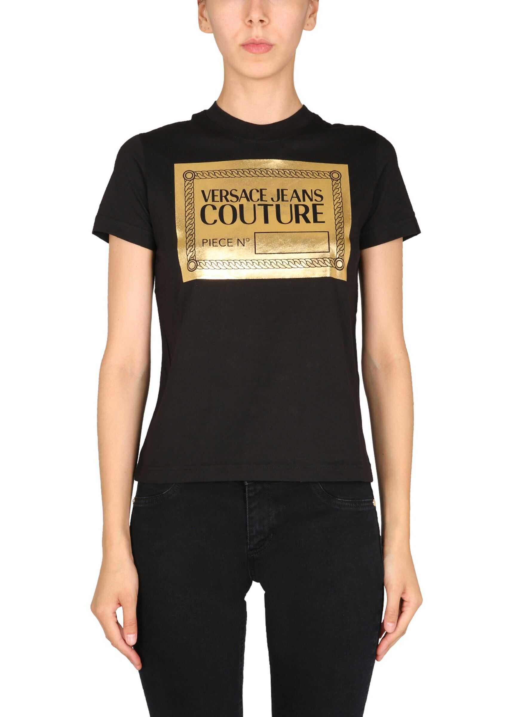 Versace Jeans Couture T-Shirt With Laminated Logo 71HAHT14_CJ00TG89 BLACK