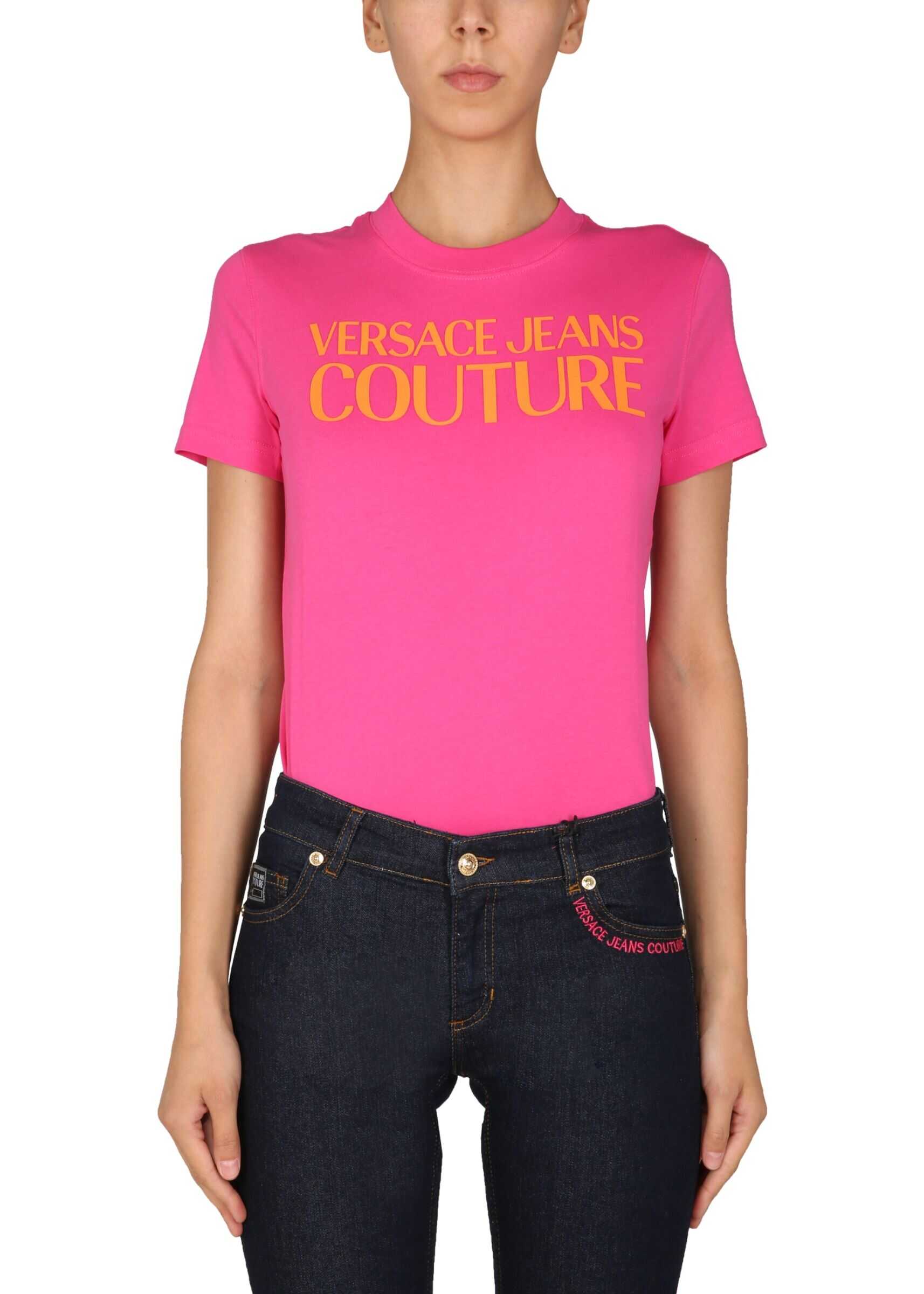 Versace Jeans Couture Crew Neck T-Shirt 71HAHF00_CJ00F455 FUCHSIA