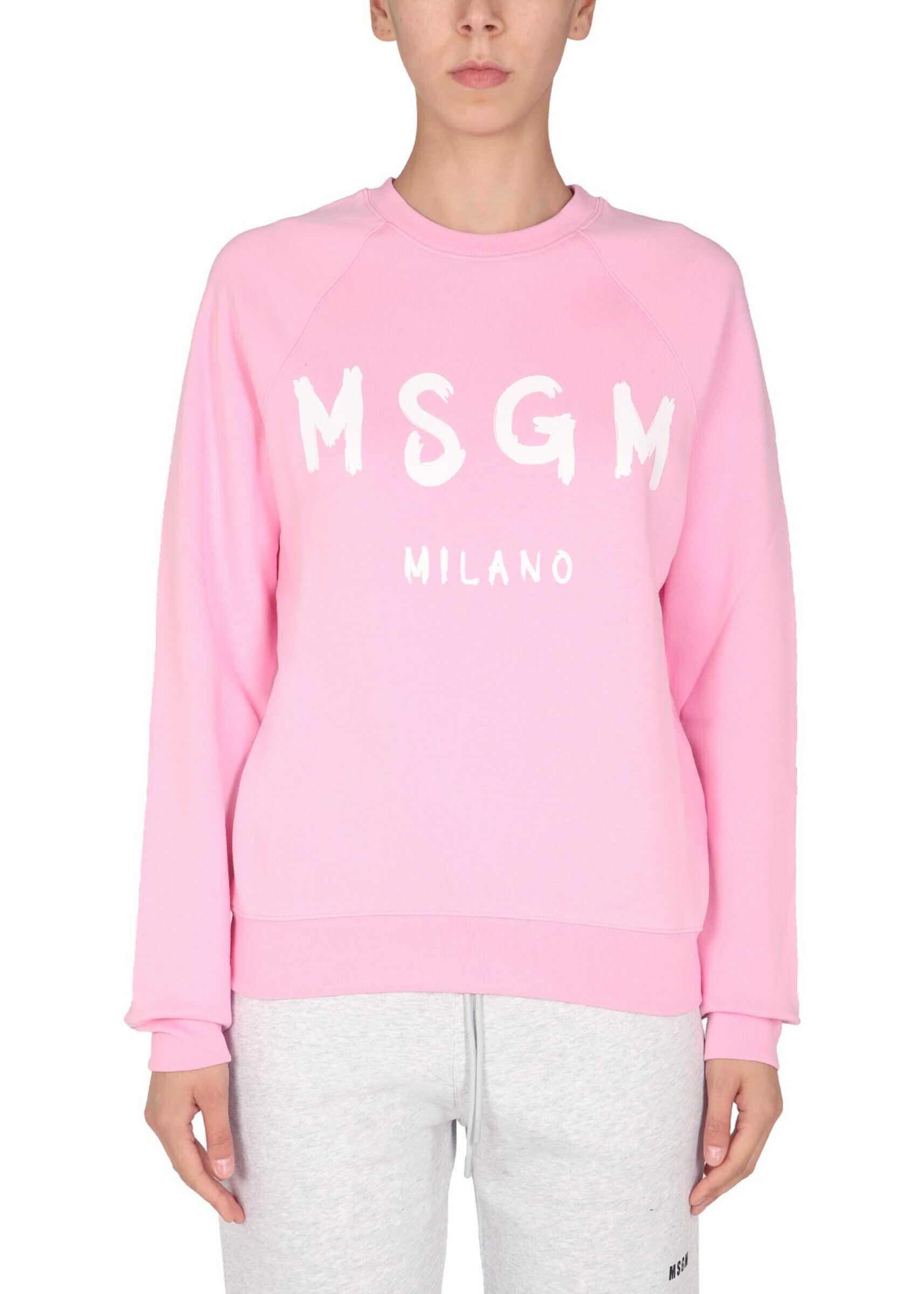 MSGM Sweatshirt With Brushed Logo Print 2000MDM513_20000112 PINK