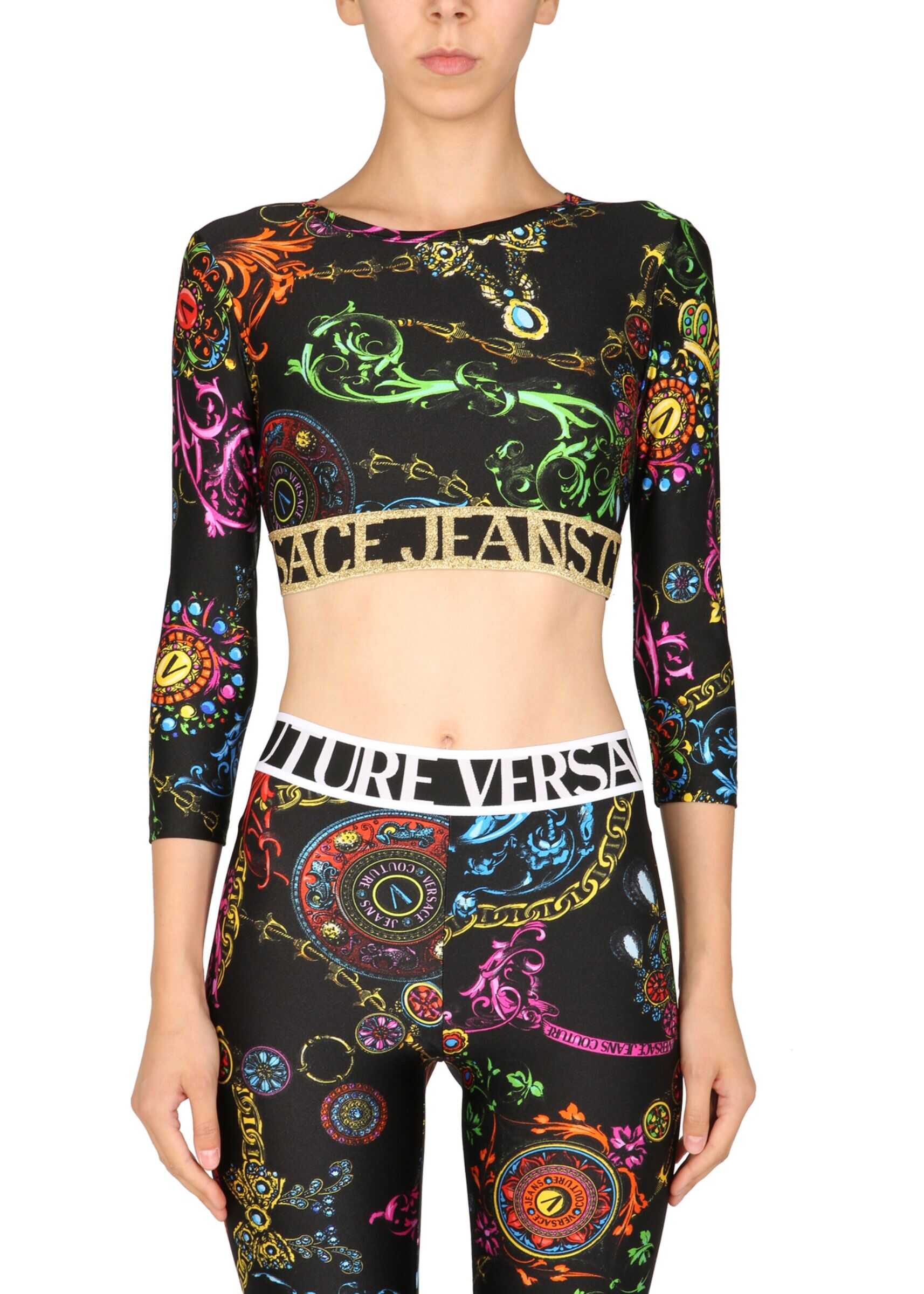 Versace Jeans Couture Short Top With Bijoux Baroque Print 71HAH218_JS008899 MULTICOLOUR