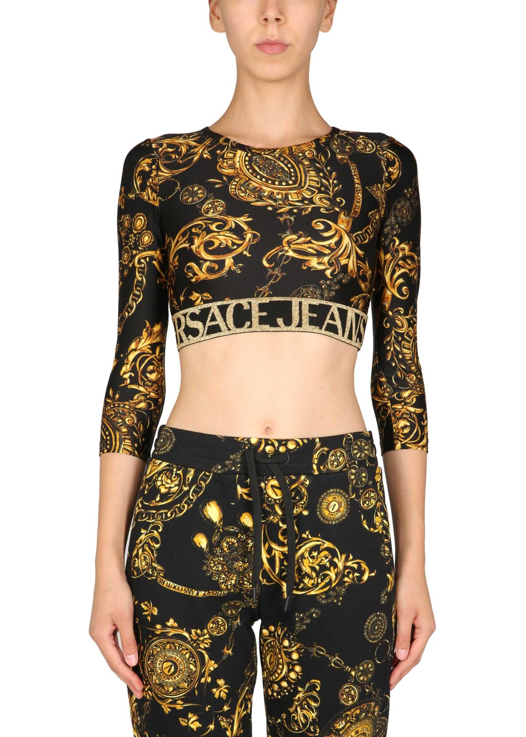 Versace Jeans Couture Short Top With Bijoux Baroque Print 71HAH218_JS008G89 MULTICOLOUR