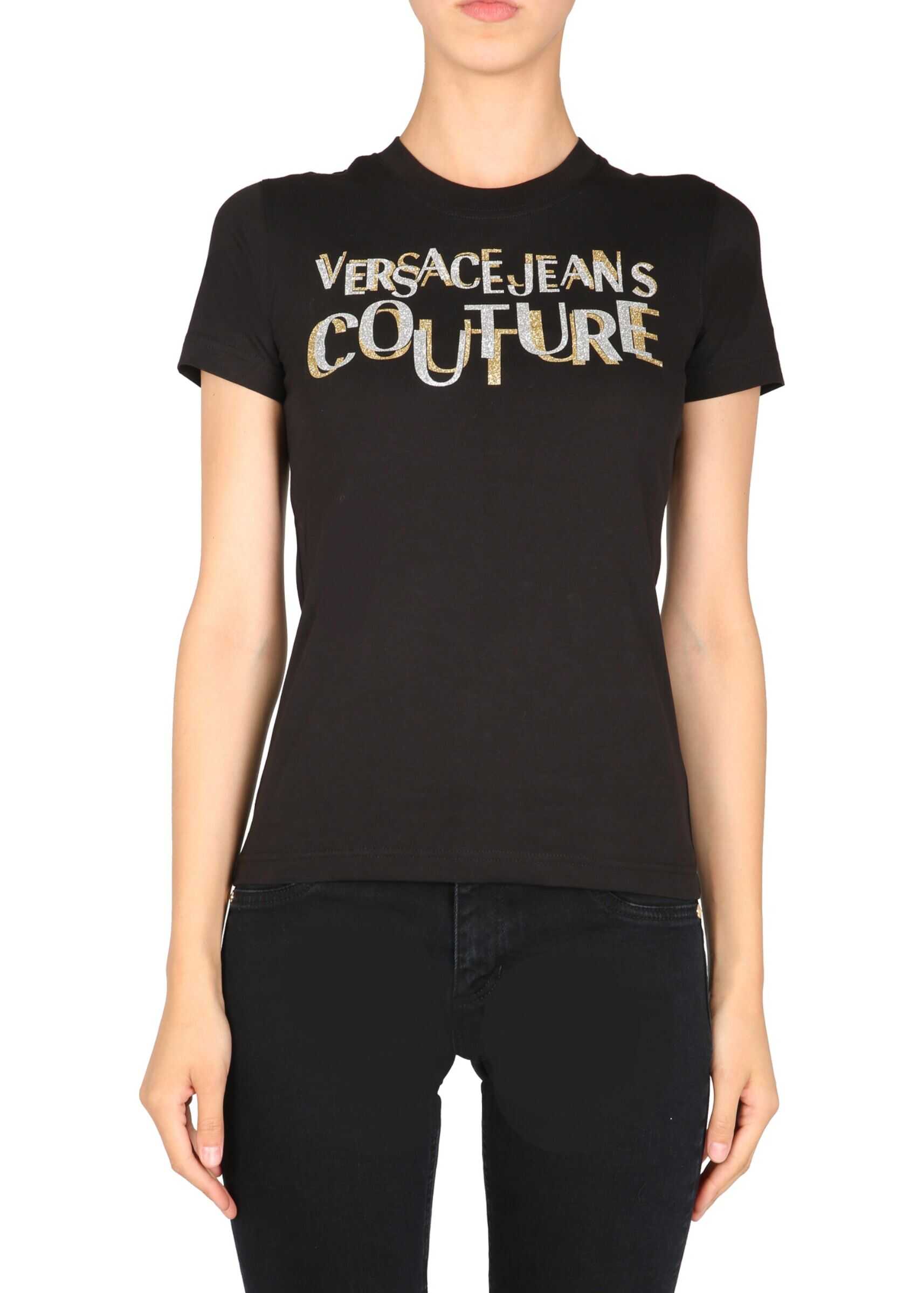 Versace Jeans Couture Crew Neck T-Shirt 71HAHT02_CJ00TG89 BLACK b-mall.ro imagine 2022