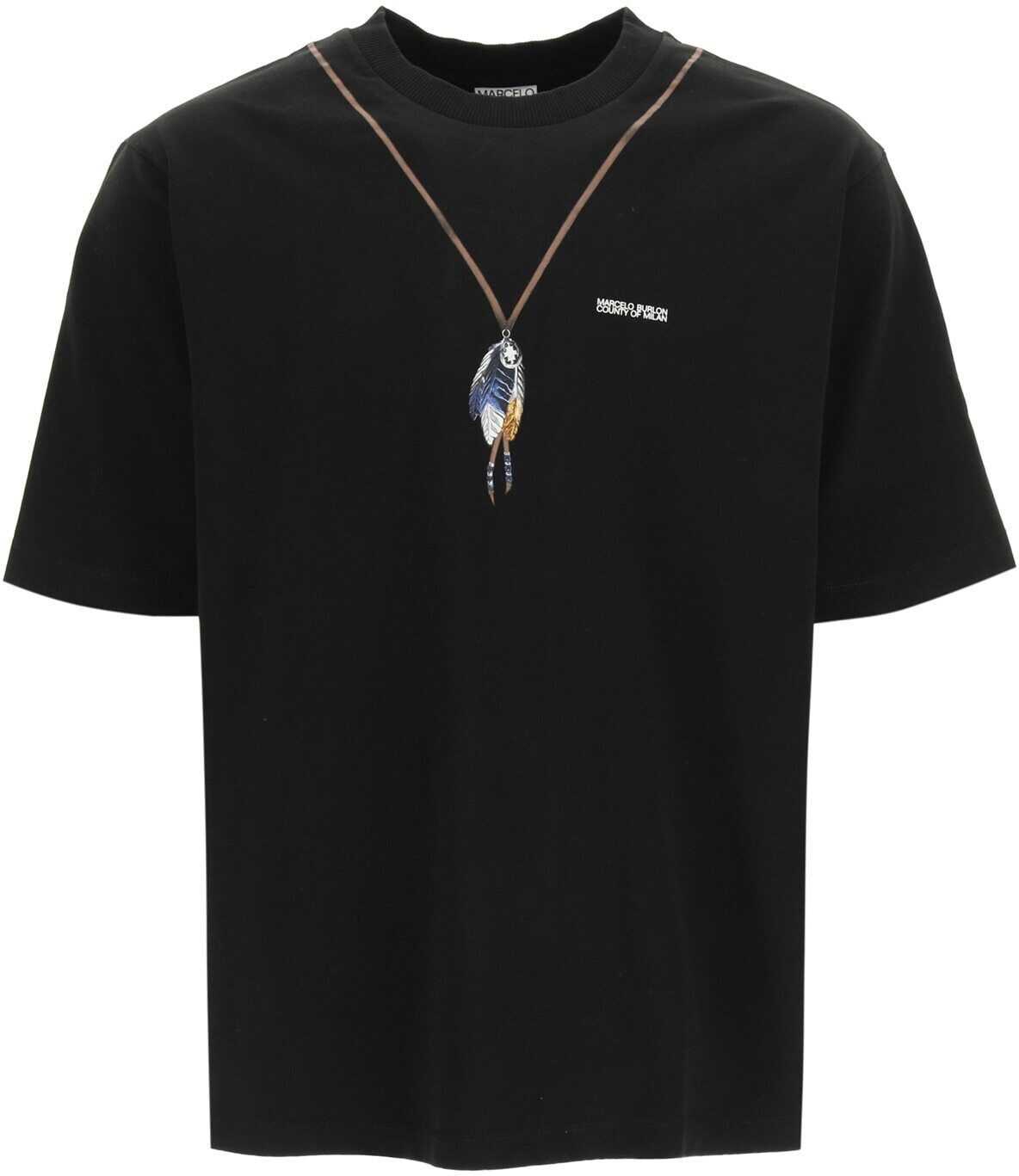 Marcelo Burlon Single Chain Feathers Oversized T-Shirt* BLACK BLUE