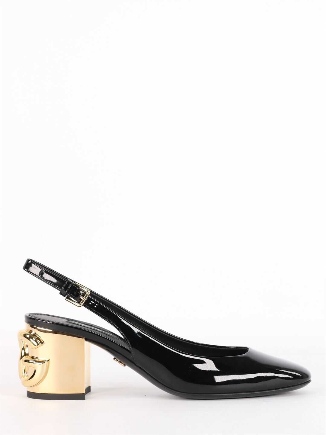 Dolce & Gabbana Alexa Sling Back In Patent Leather With Dg Heel CG0505 AQ130 Black