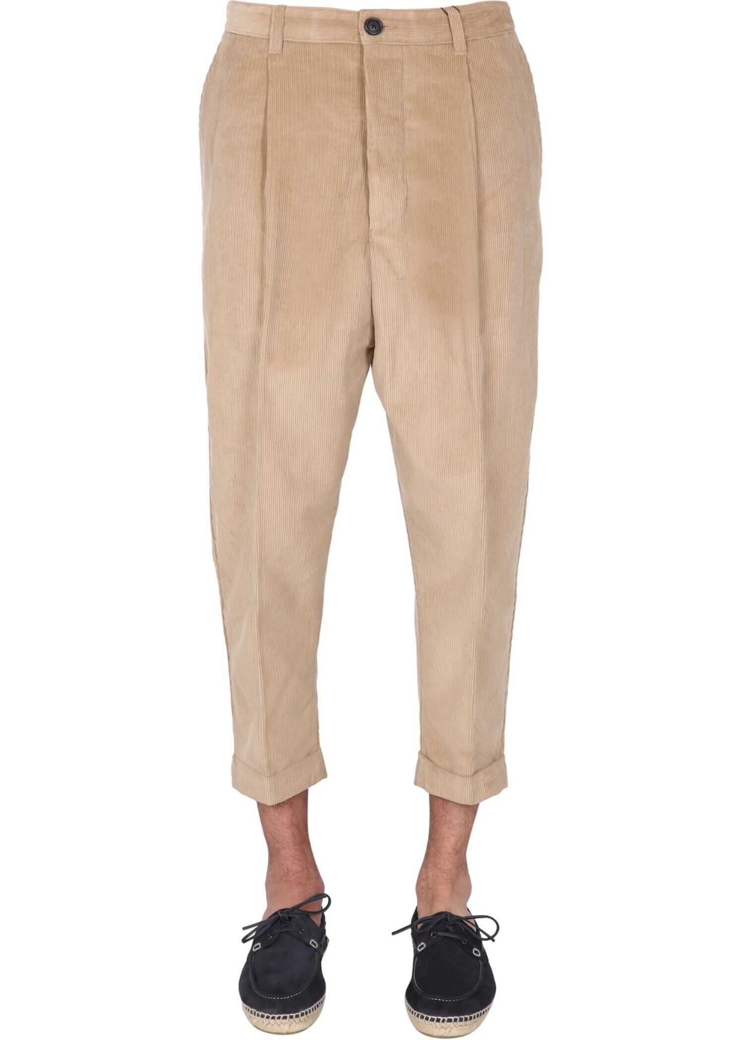 AMI Paris Corduroy Carrot Fit Trousers H21HT617_449265 BEIGE