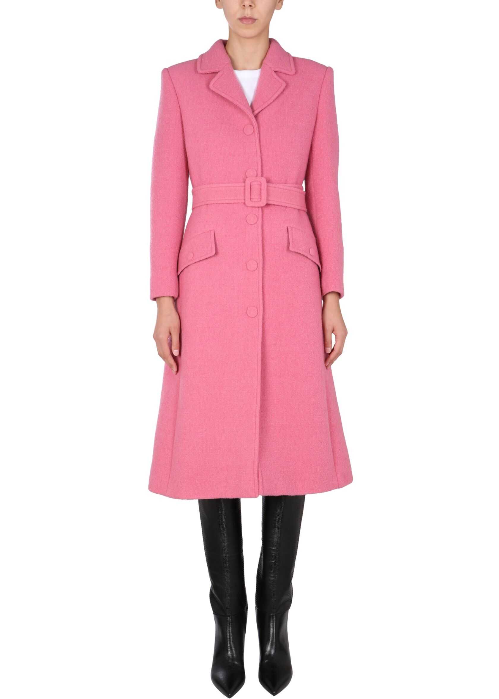 LOVE Moschino Single-Breasted Coat With Waist Belt 06075815_0182 PINK