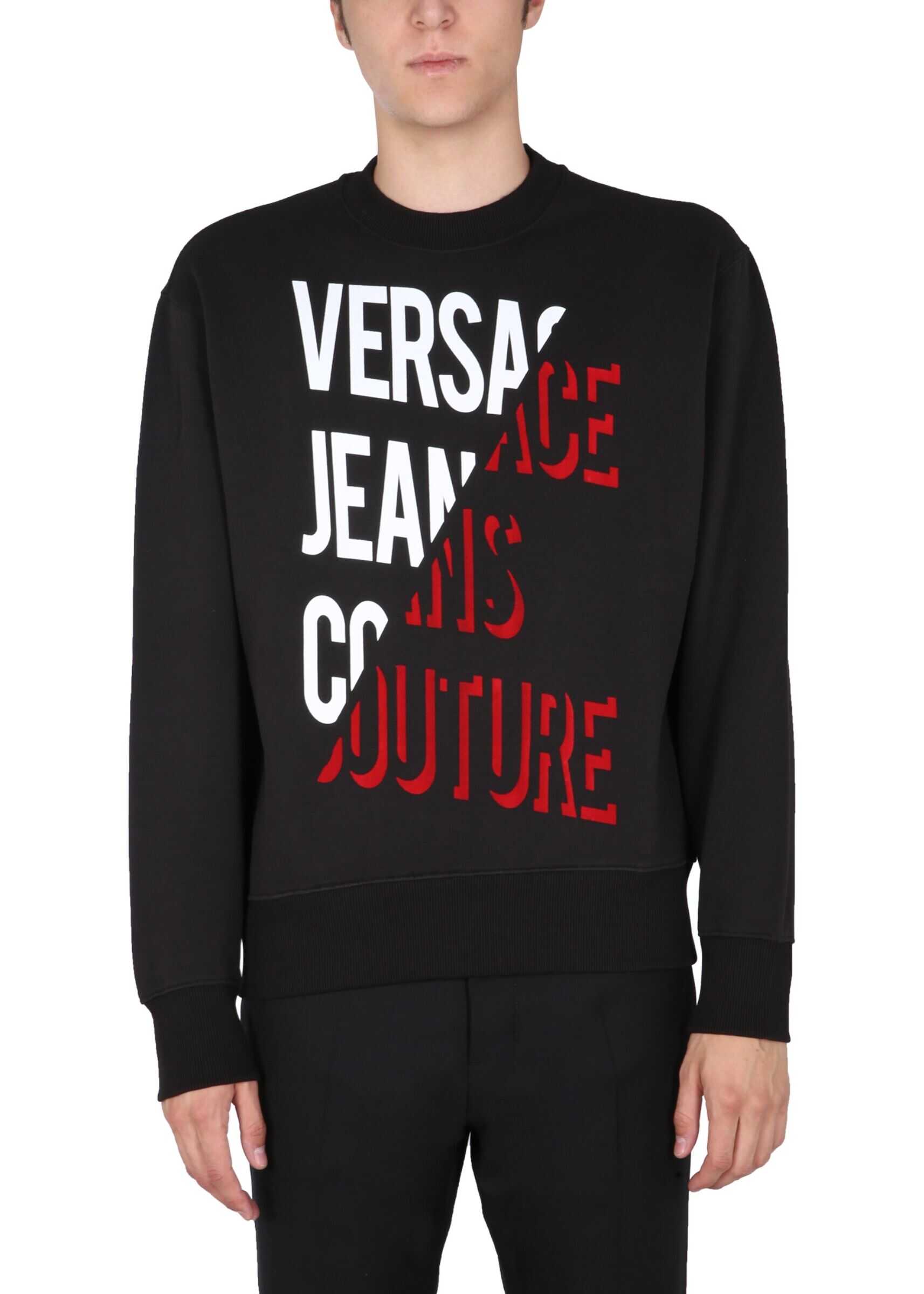 Versace Jeans Couture Sweatshirt With Flocked Logo 71GAIF04_CF00F899 BLACK