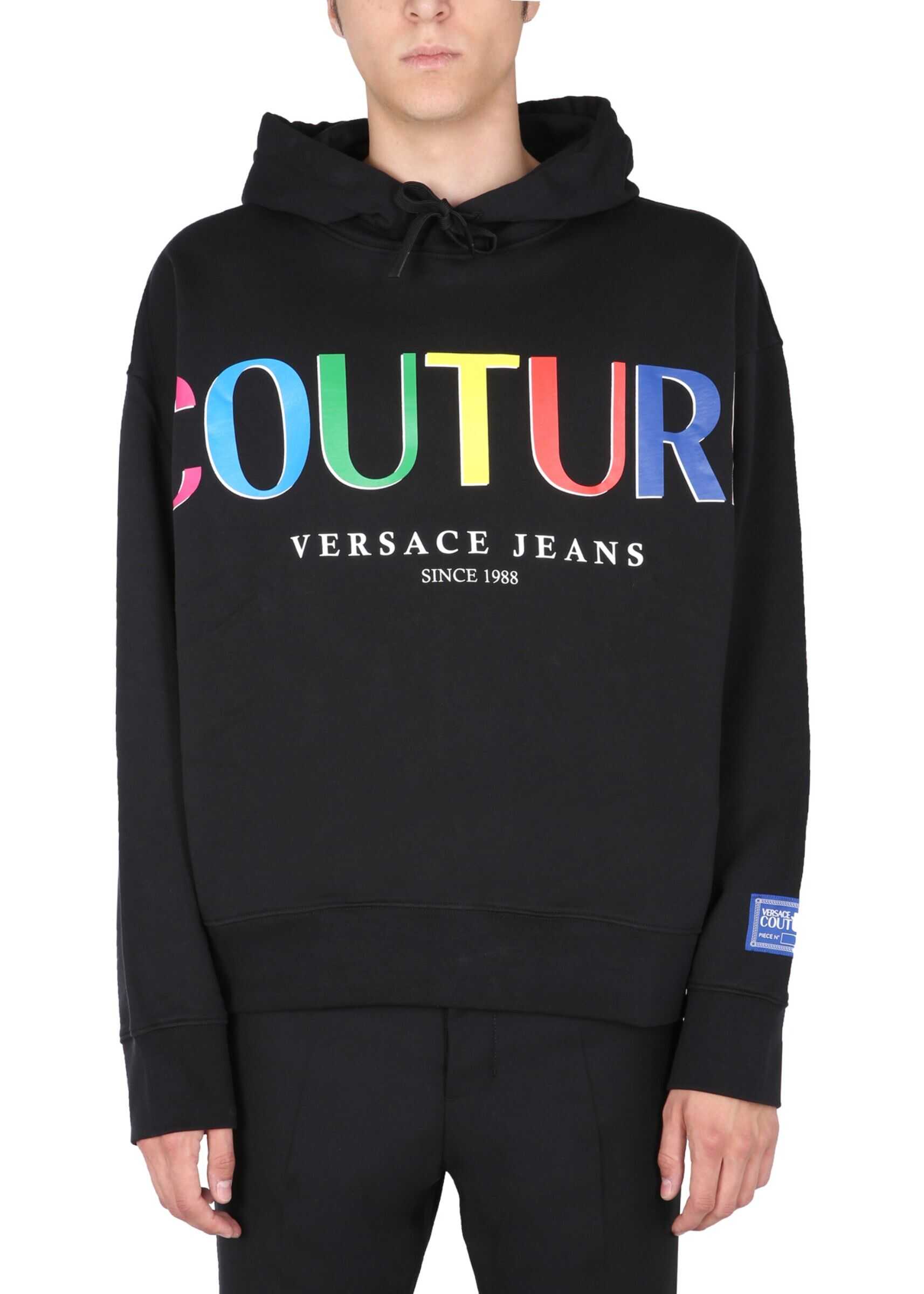 Versace Jeans Couture Sweatshirt With Rainbow Logo Print 71GAIP04_CF00P899 BLACK