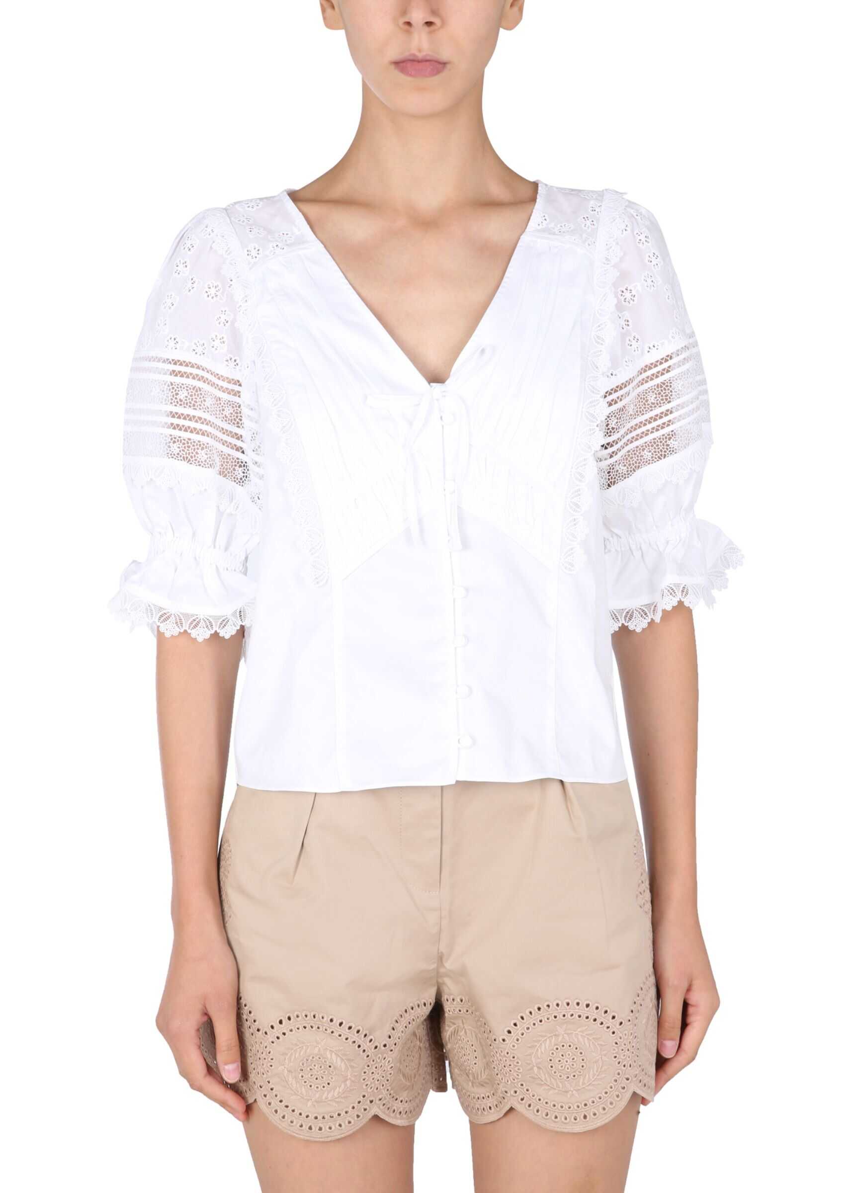 Self-Portrait Sangallo Lace Top PF21047TA_WHITE WHITE