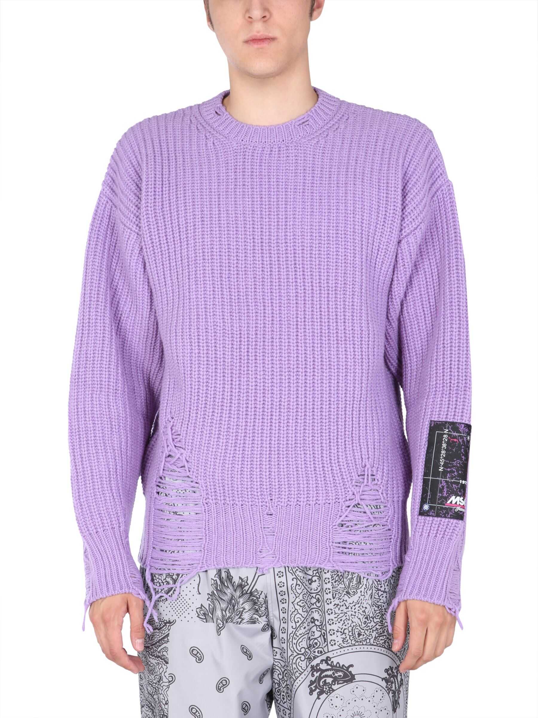 MSGM Destroyed Sweater 3140MM130_21758870 LILAC