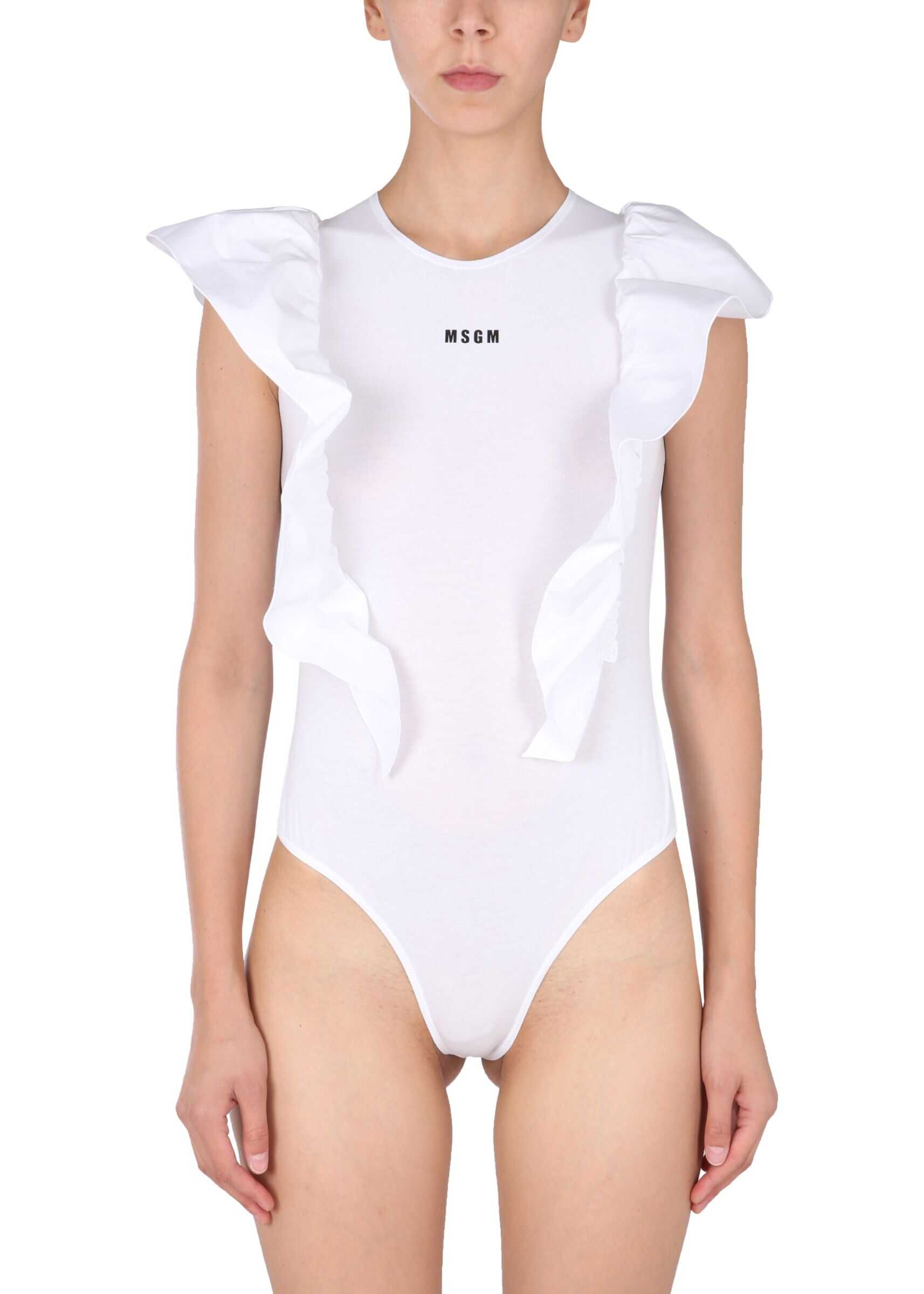 MSGM Body With Logo With Rouches 3141MDQ60_21774901 WHITE