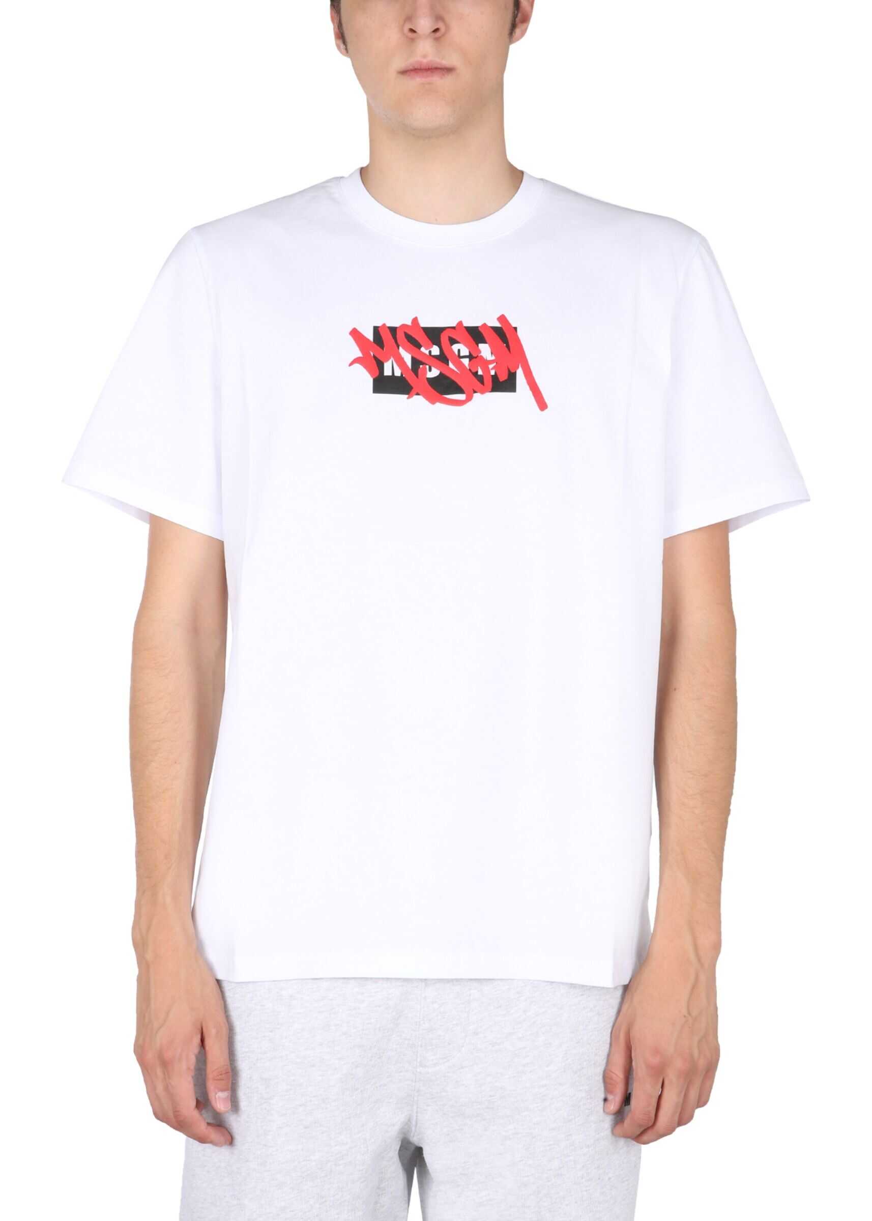 MSGM T-Shirt With Logo Box 3140MM173_21759801 WHITE