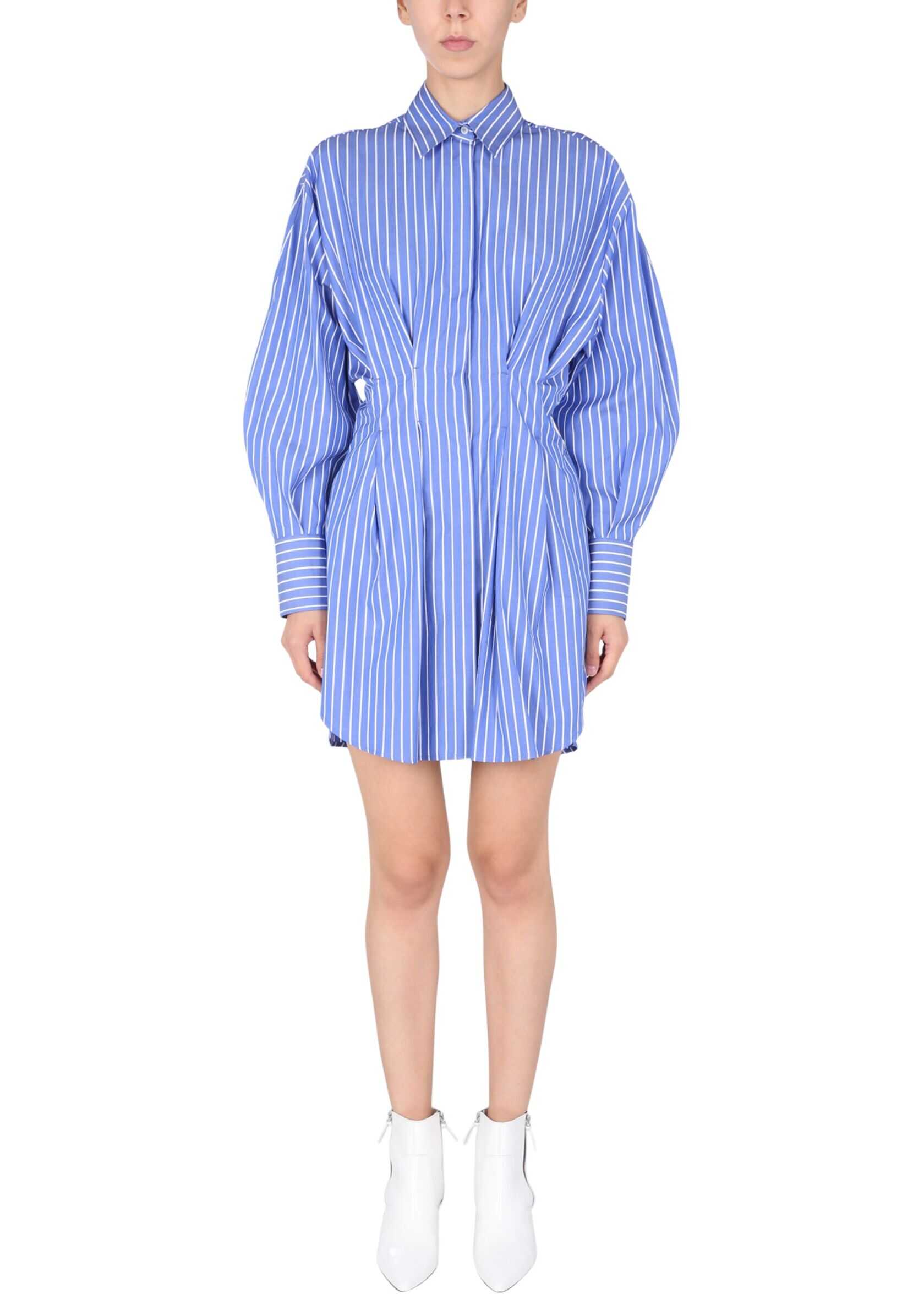 MSGM Striped Shirt Dress 3141MDA08_21760484 AZURE