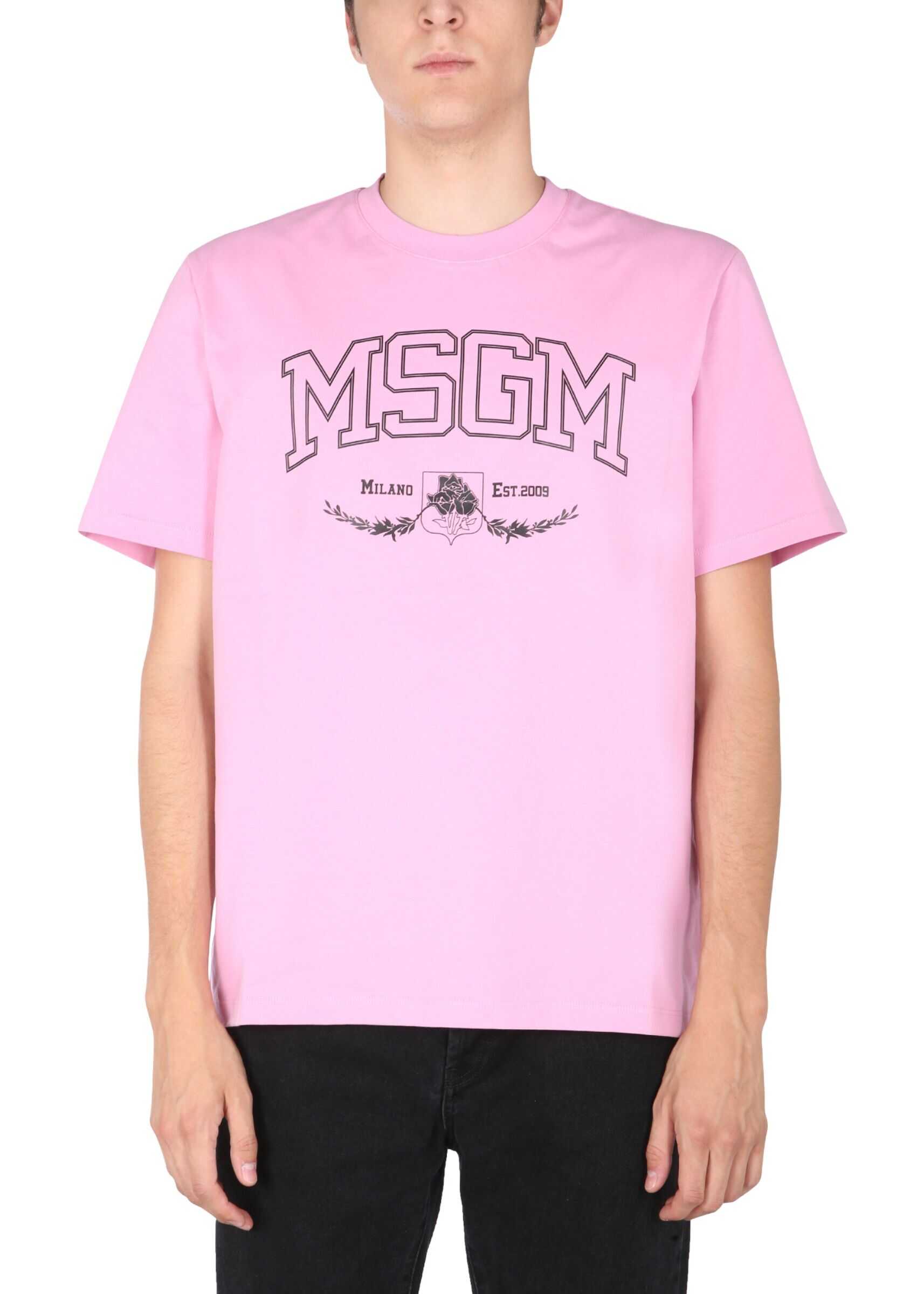 MSGM T-Shirt With Collage Logo 3140MM181_21759813 PINK